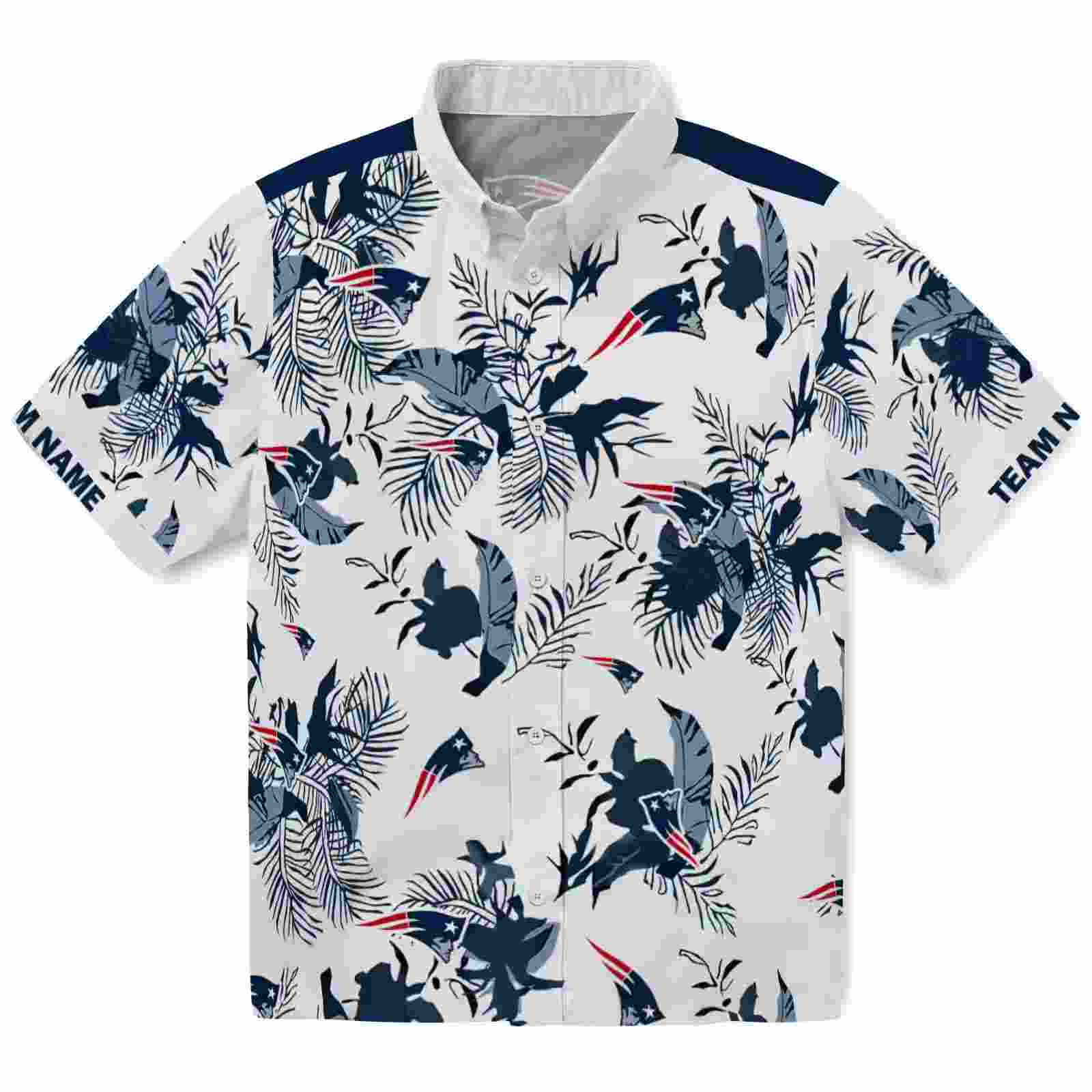 customized new england patriots botanical theme blue white hawaiian shirt best selling