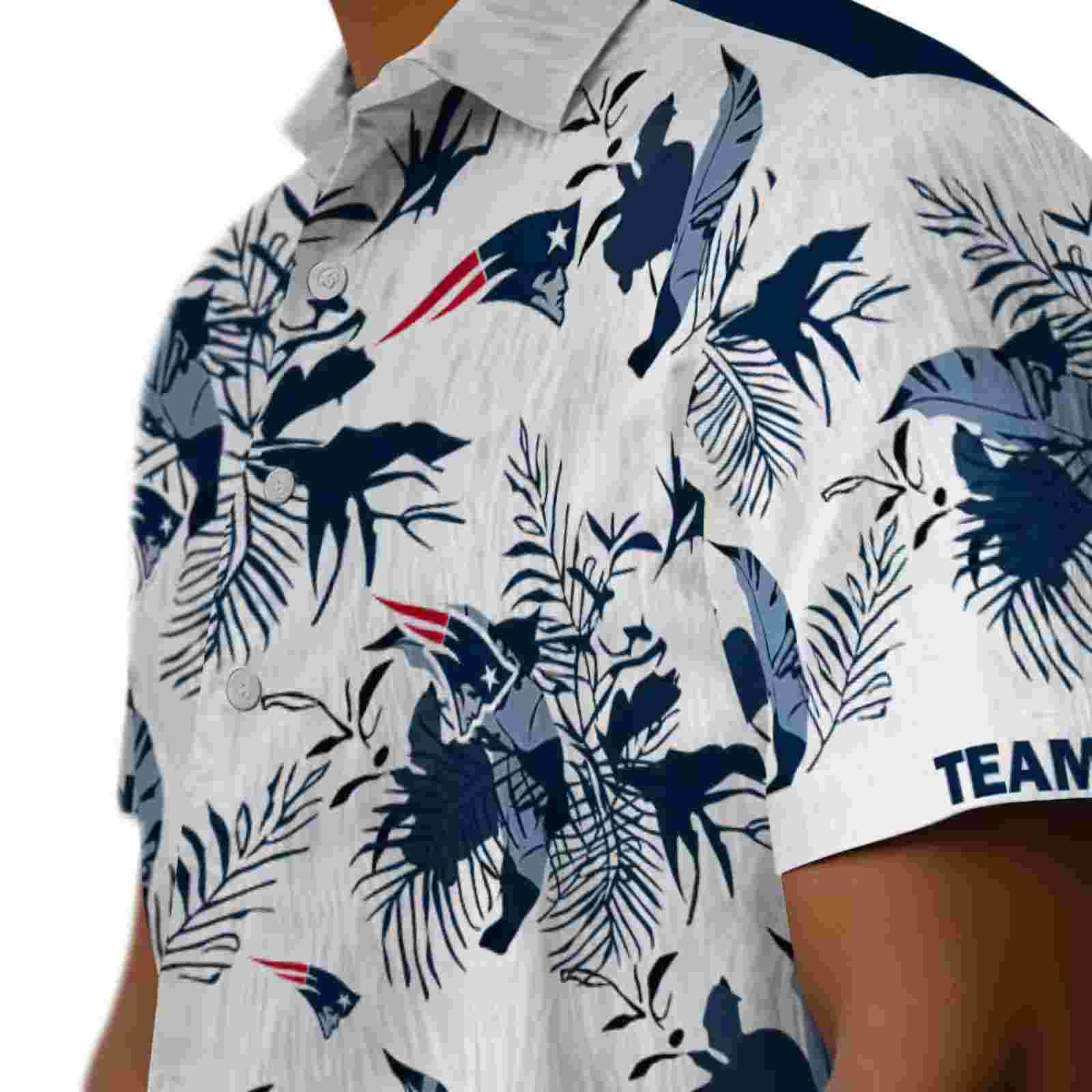 customized new england patriots botanical theme blue white hawaiian shirt trendy