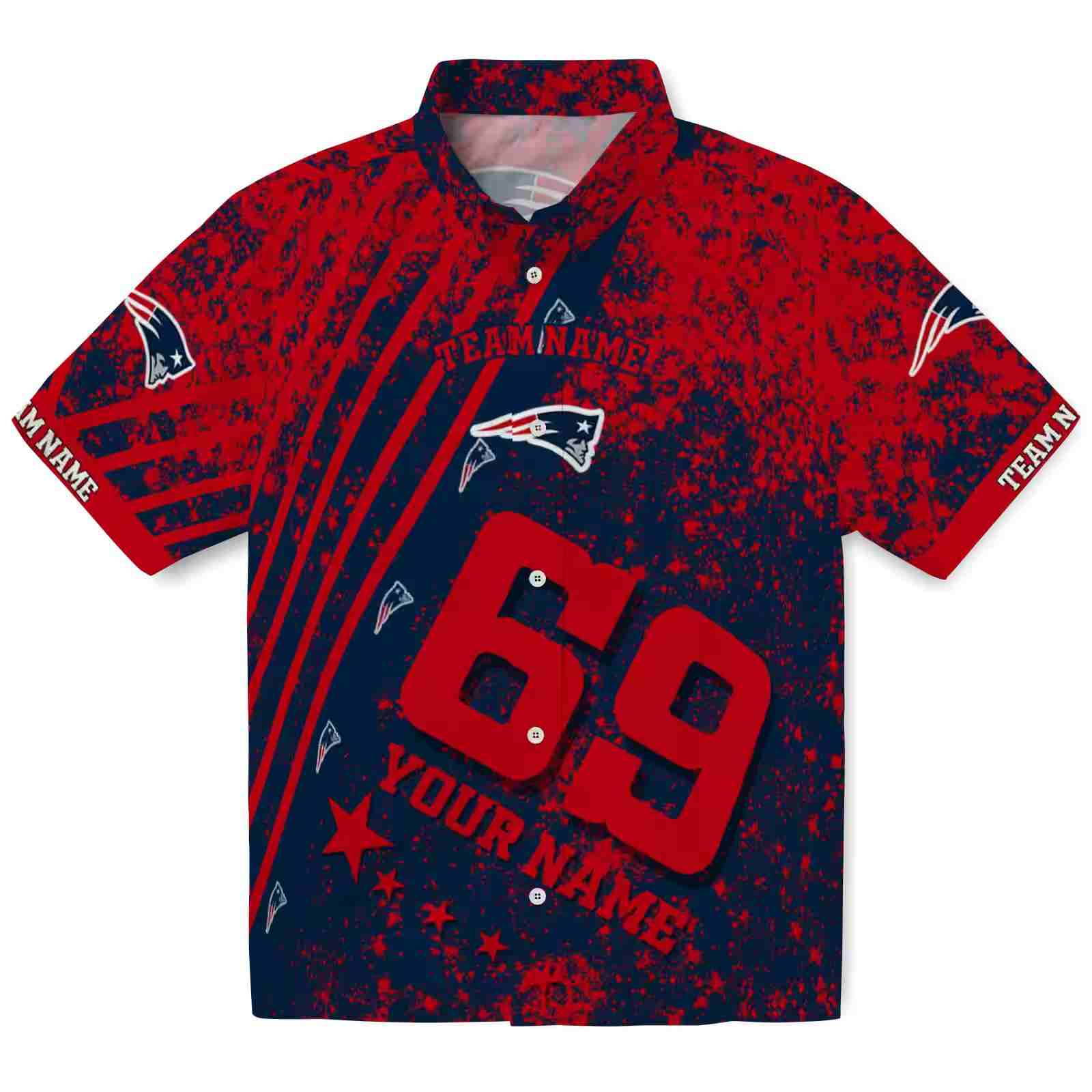 Customized New England Patriots Star Stripes Blue Hawaiian Shirt