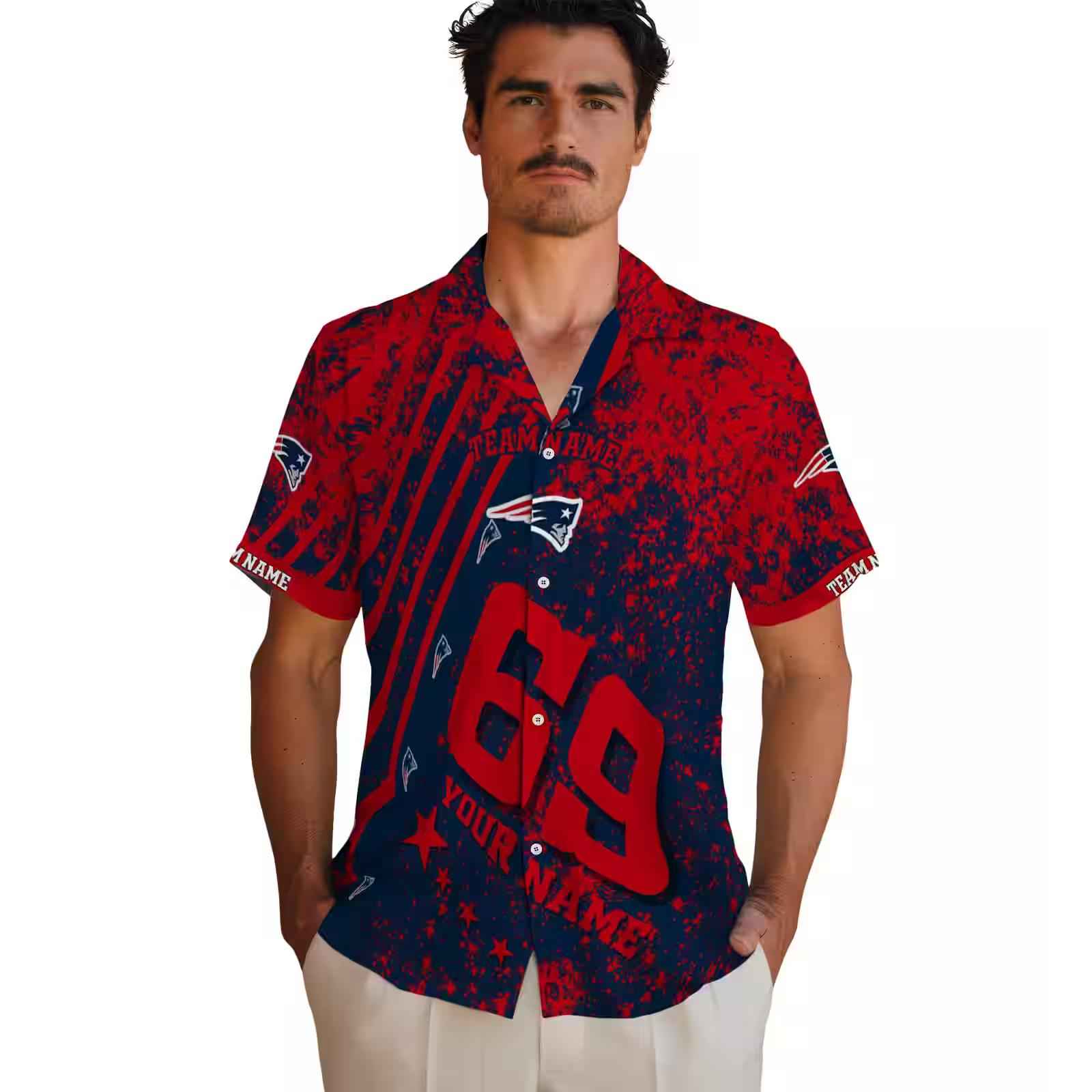 customized new england patriots star stripes blue hawaiian shirt fashion forward