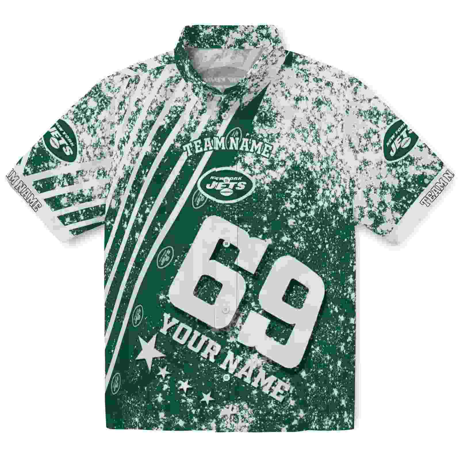 Customized New York Jets Star Stripes Green Hawaiian Shirt