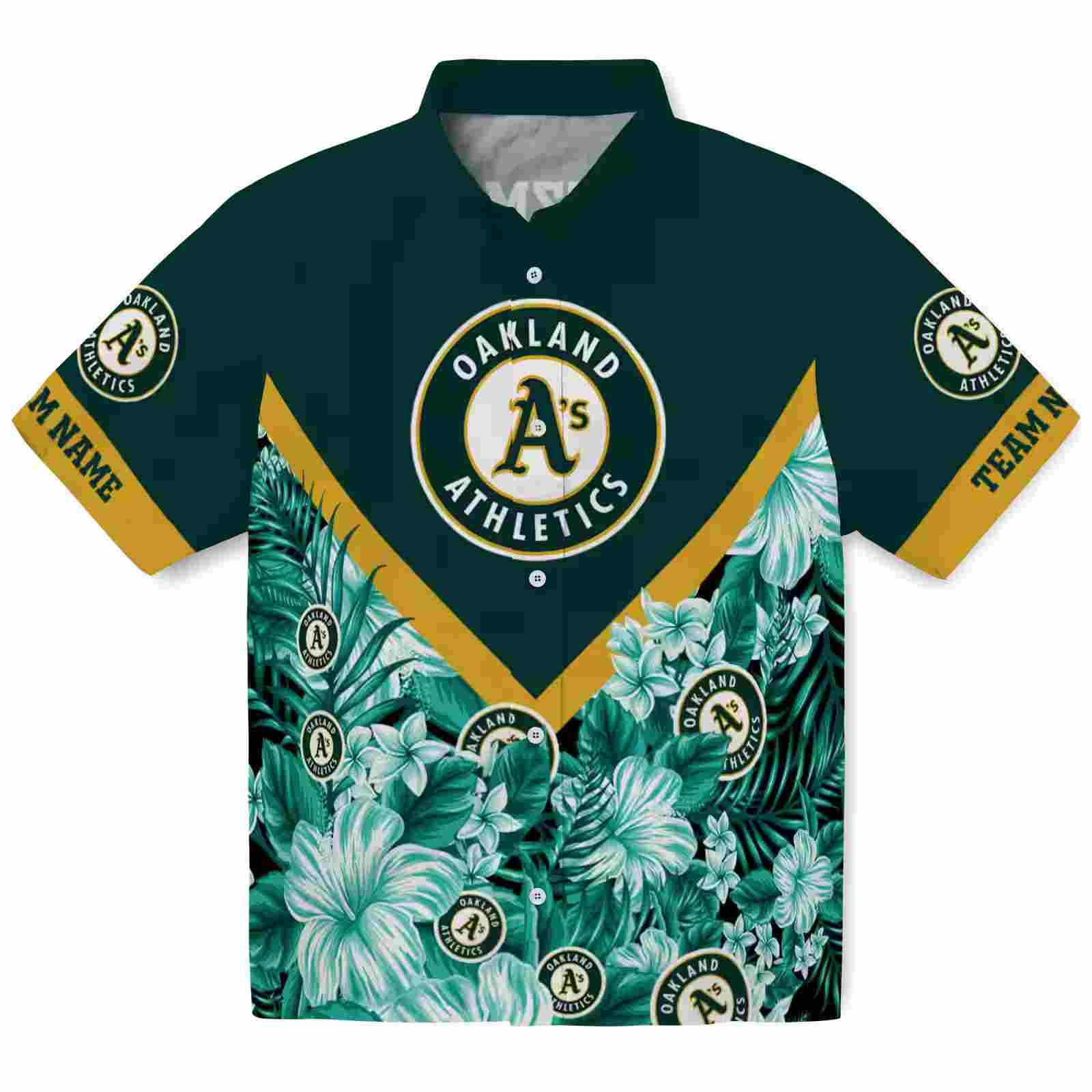 Customized Oakland Athletics Floral Chevron Green Hawaiian Shirt