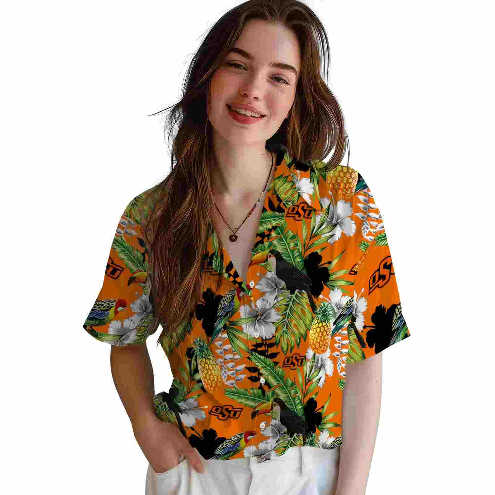 customized oklahoma state cowboys tropical toucan orange green hawaiian shirt latest model