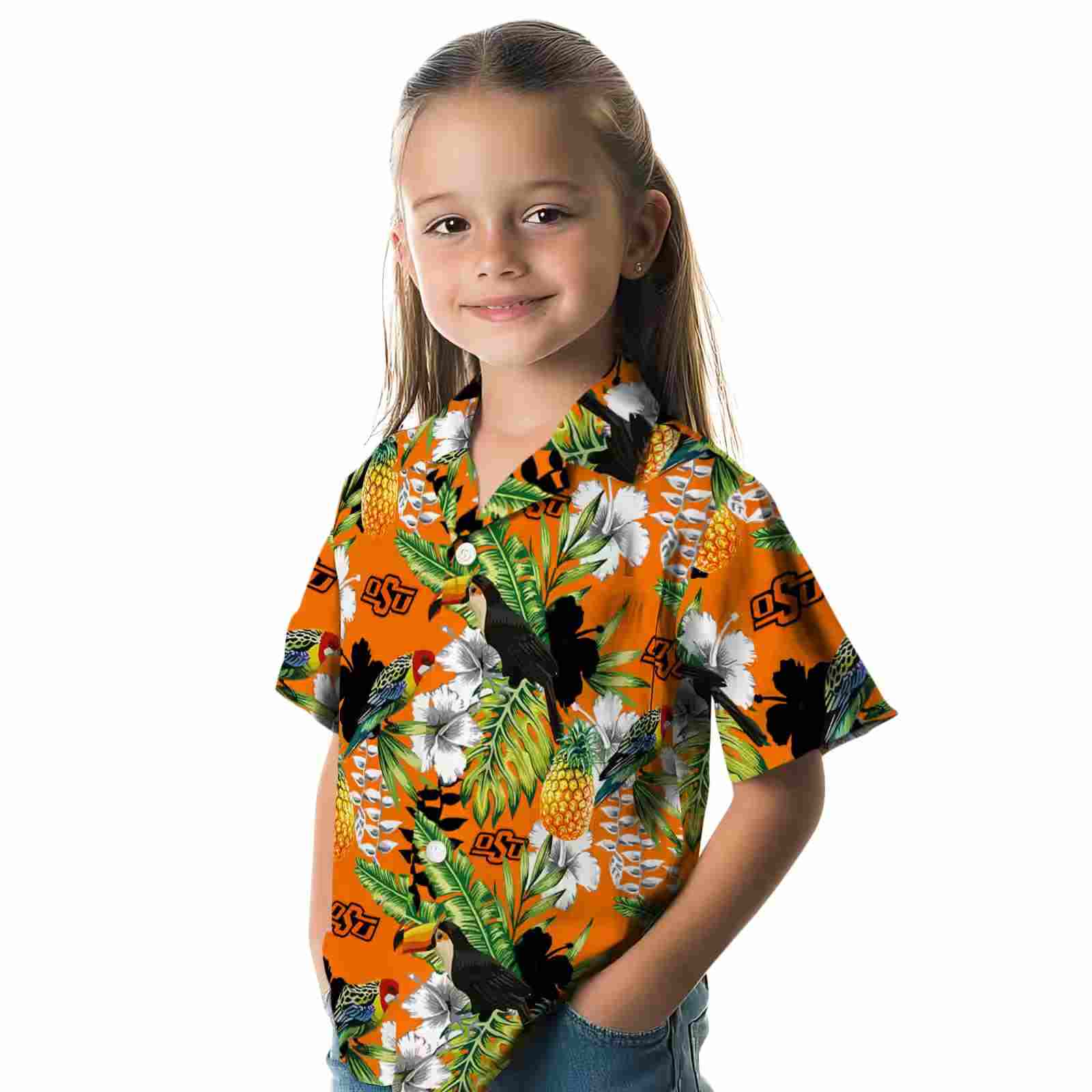 customized oklahoma state cowboys tropical toucan orange green hawaiian shirt premium grade