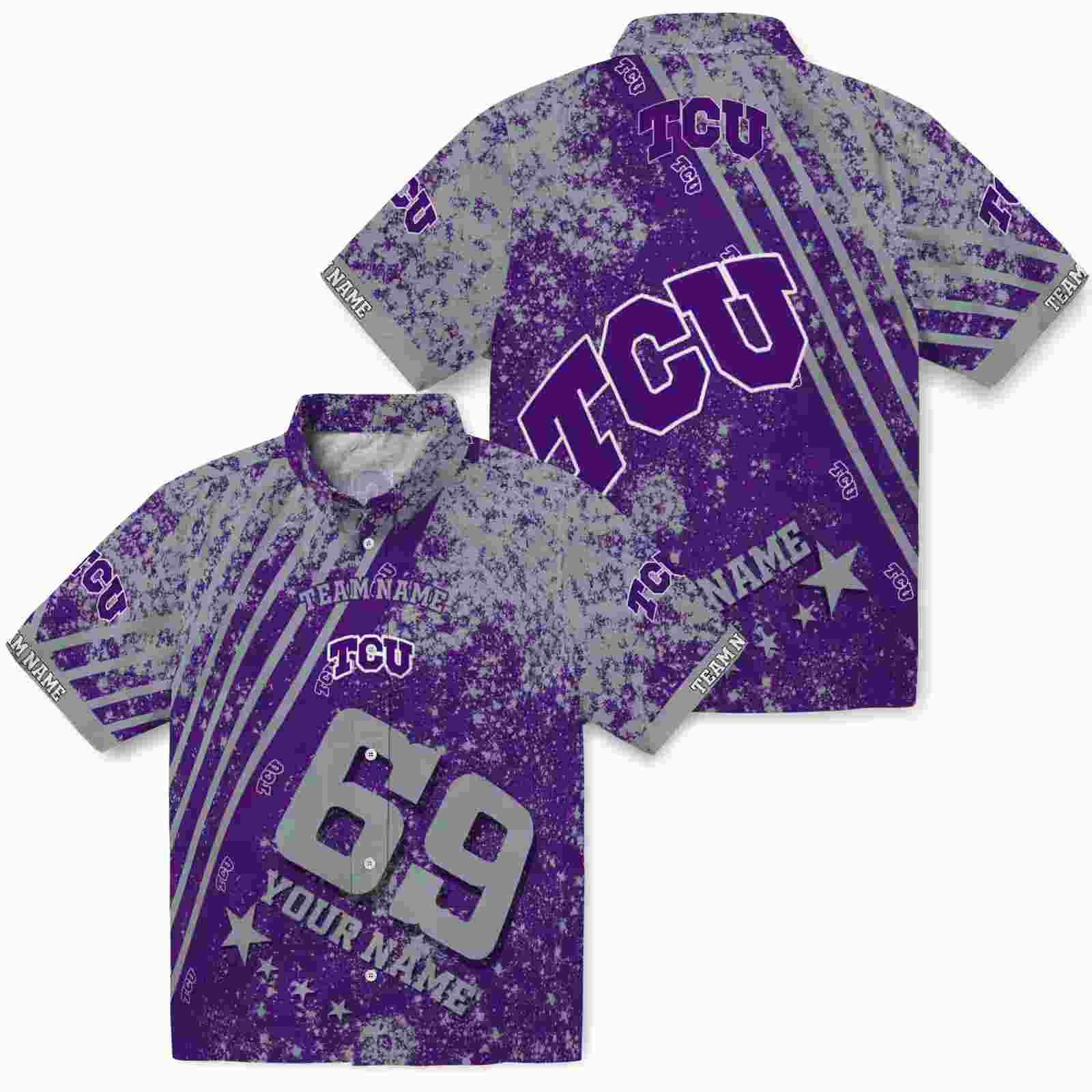 customized tcu horned frogs star stripes purple hawaiian shirt high quality