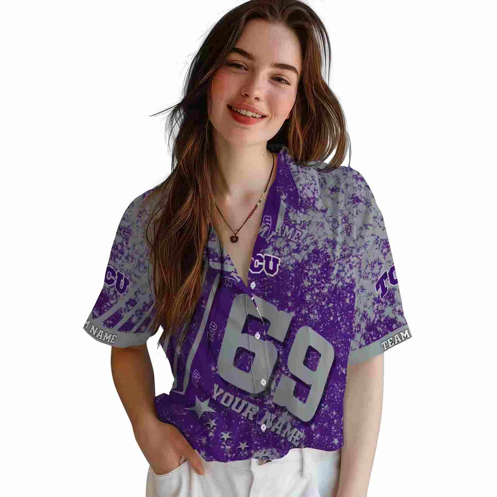 customized tcu horned frogs star stripes purple hawaiian shirt latest model