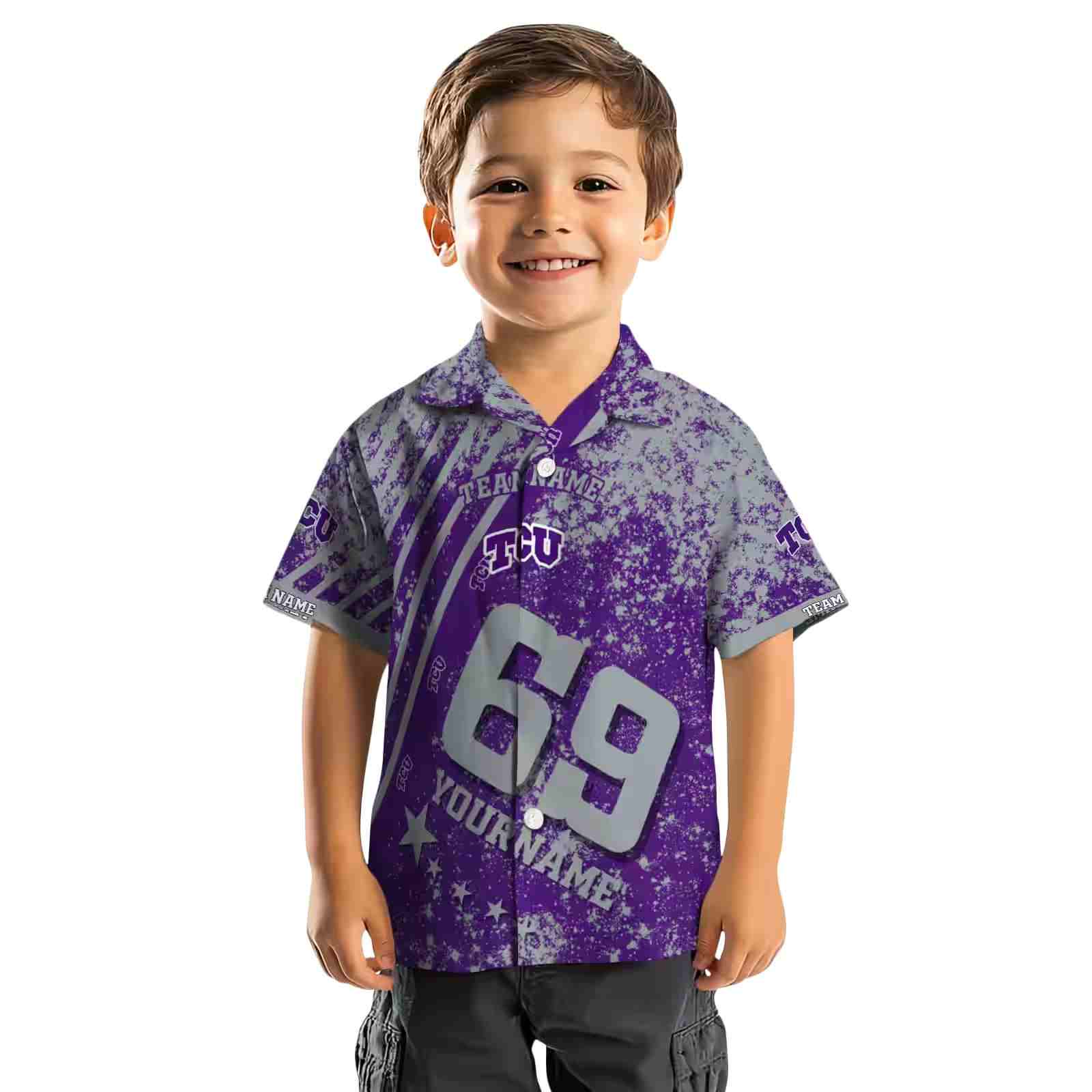 customized tcu horned frogs star stripes purple hawaiian shirt top rated