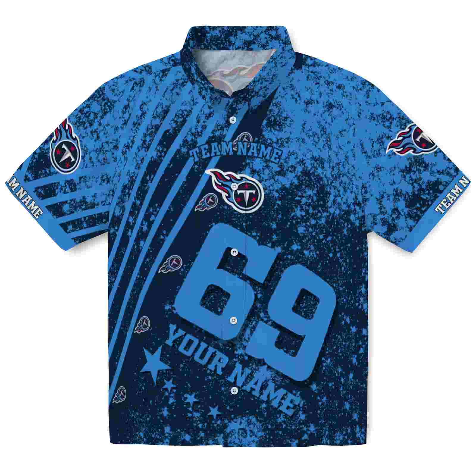 Customized Tennessee Titans Star Stripes Navy Hawaiian Shirt