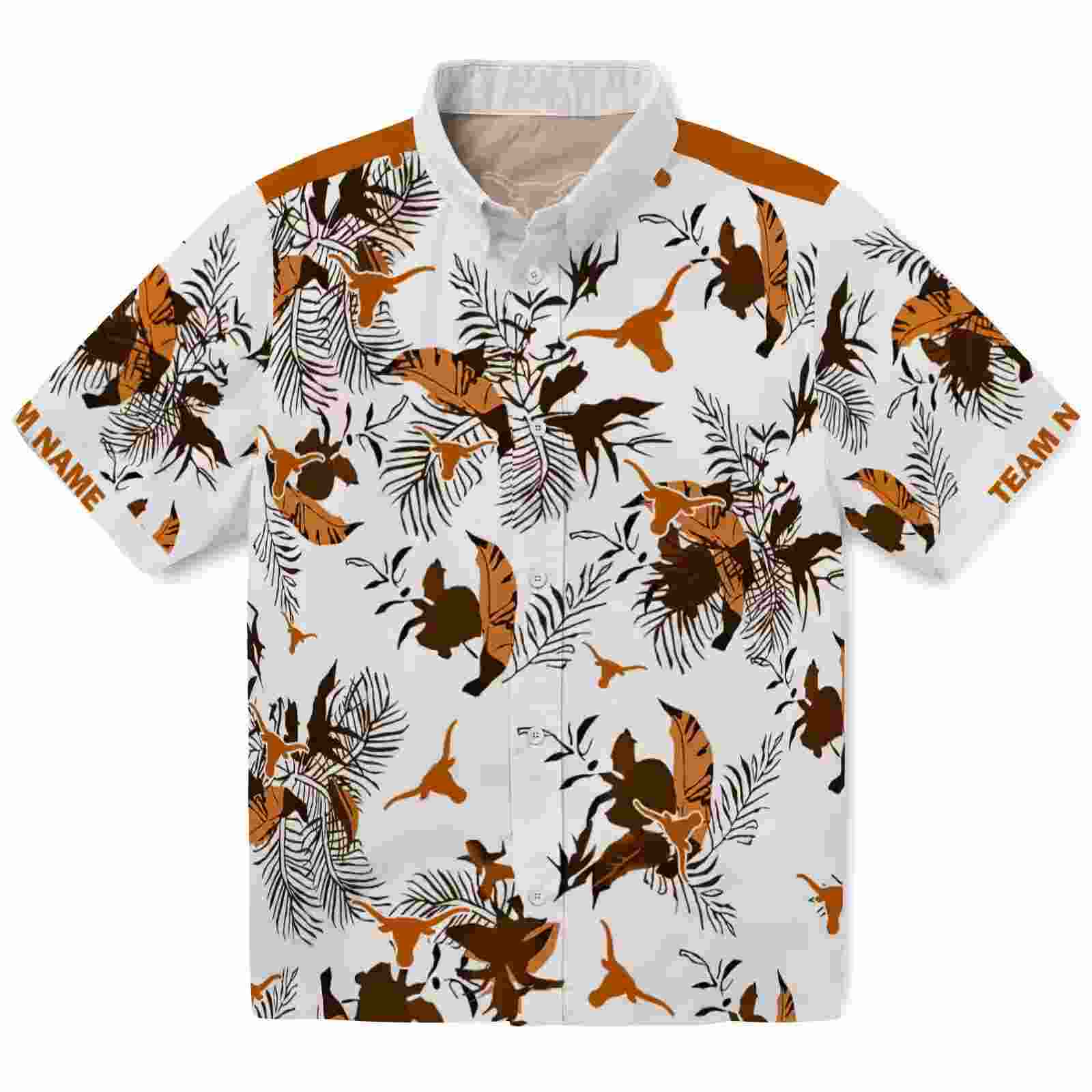 Customized Texas Longhorns Botanical Theme Orange White Hawaiian Shirt