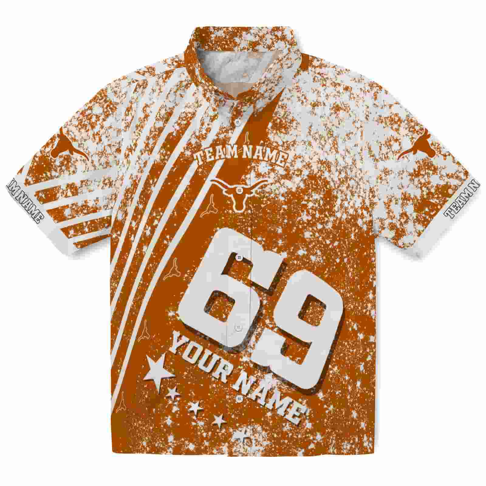 Customized Texas Longhorns Star Stripes Orange Hawaiian Shirt