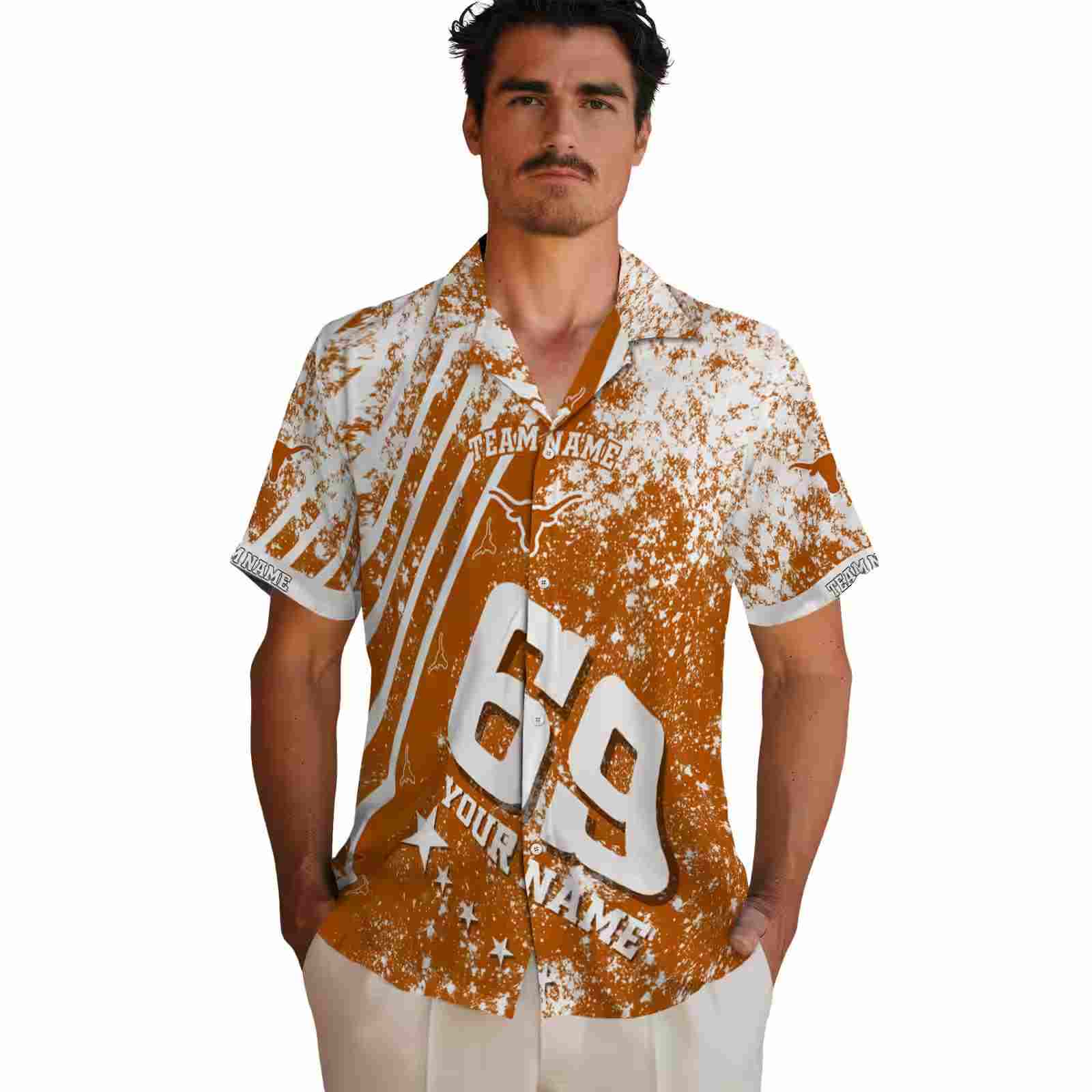 customized texas longhorns star stripes orange hawaiian shirt fashion forward