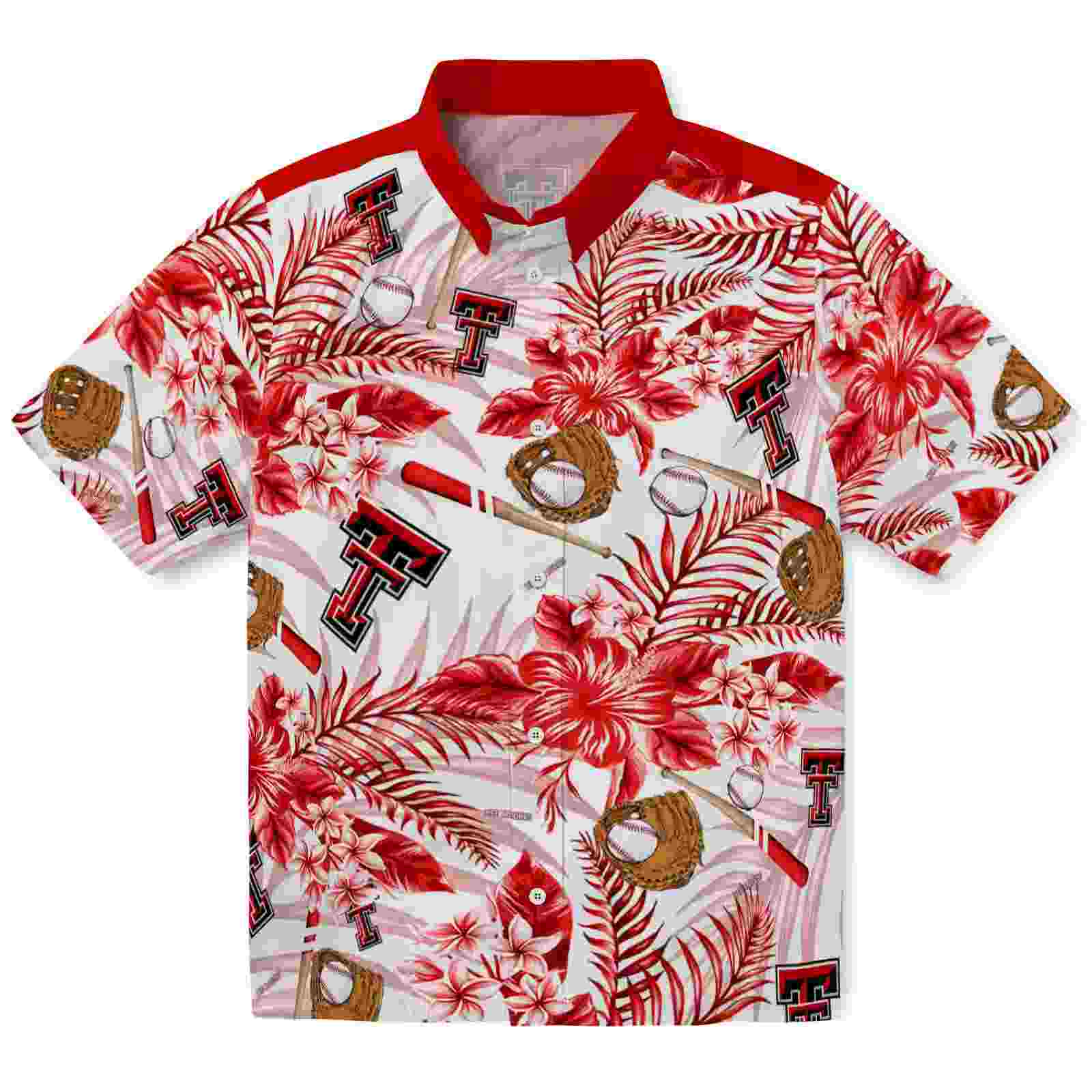 Customized Texas Tech Red Raiders Floral Baseball Red White Hawaiian Shirt