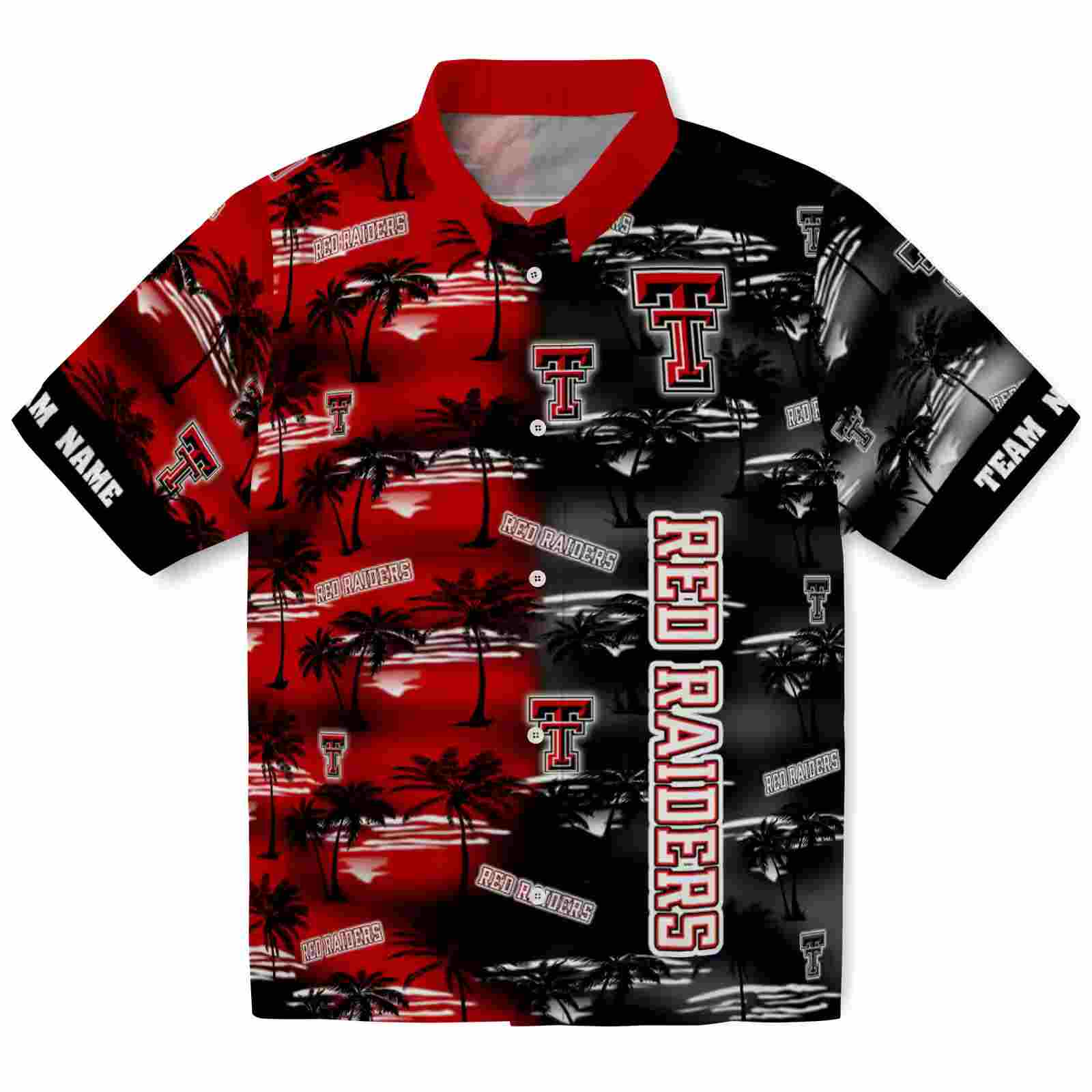 Customized Texas Tech Red Raiders Palm Silhouettes Red Hawaiian Shirt