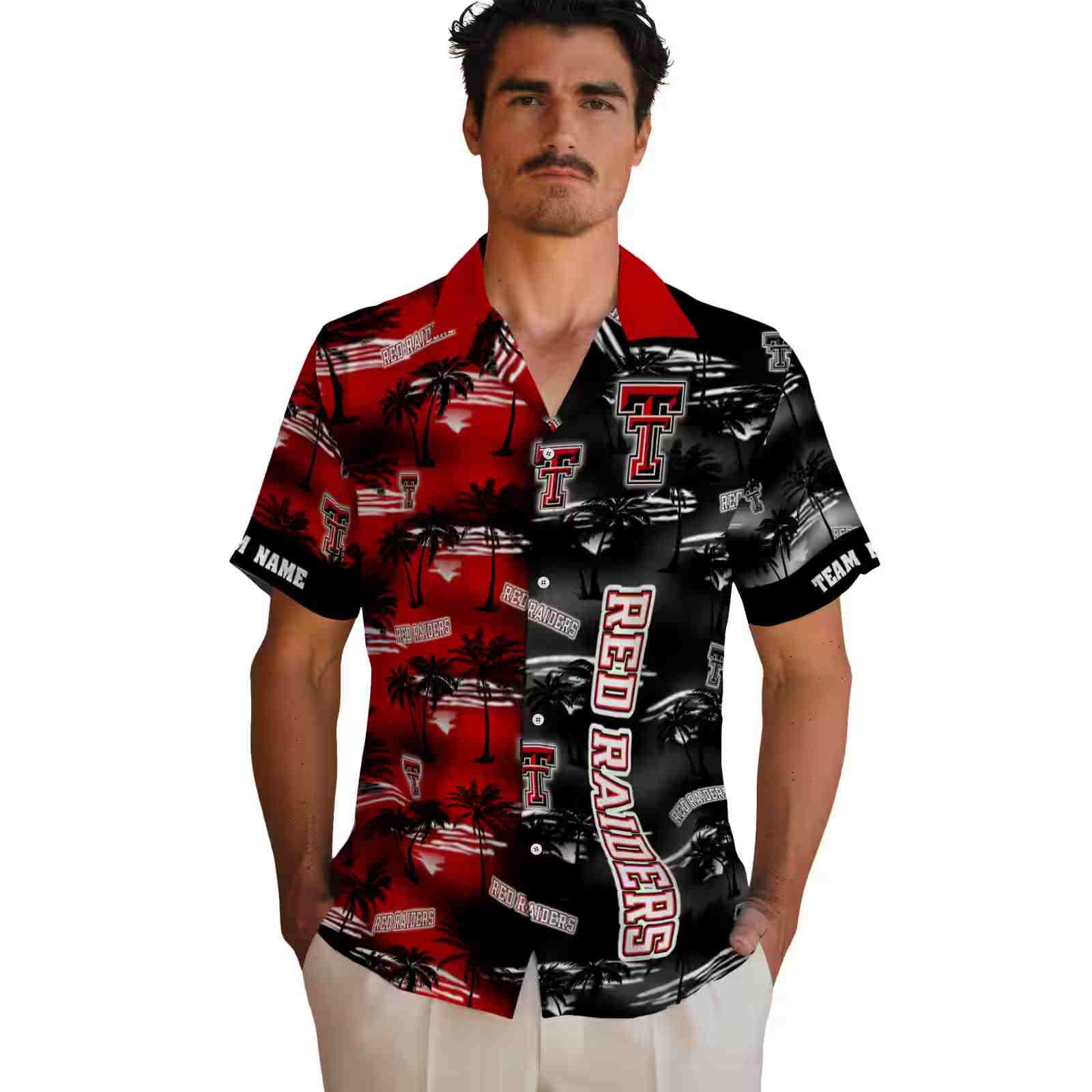 customized texas tech red raiders palm silhouettes red hawaiian shirt fashion forward