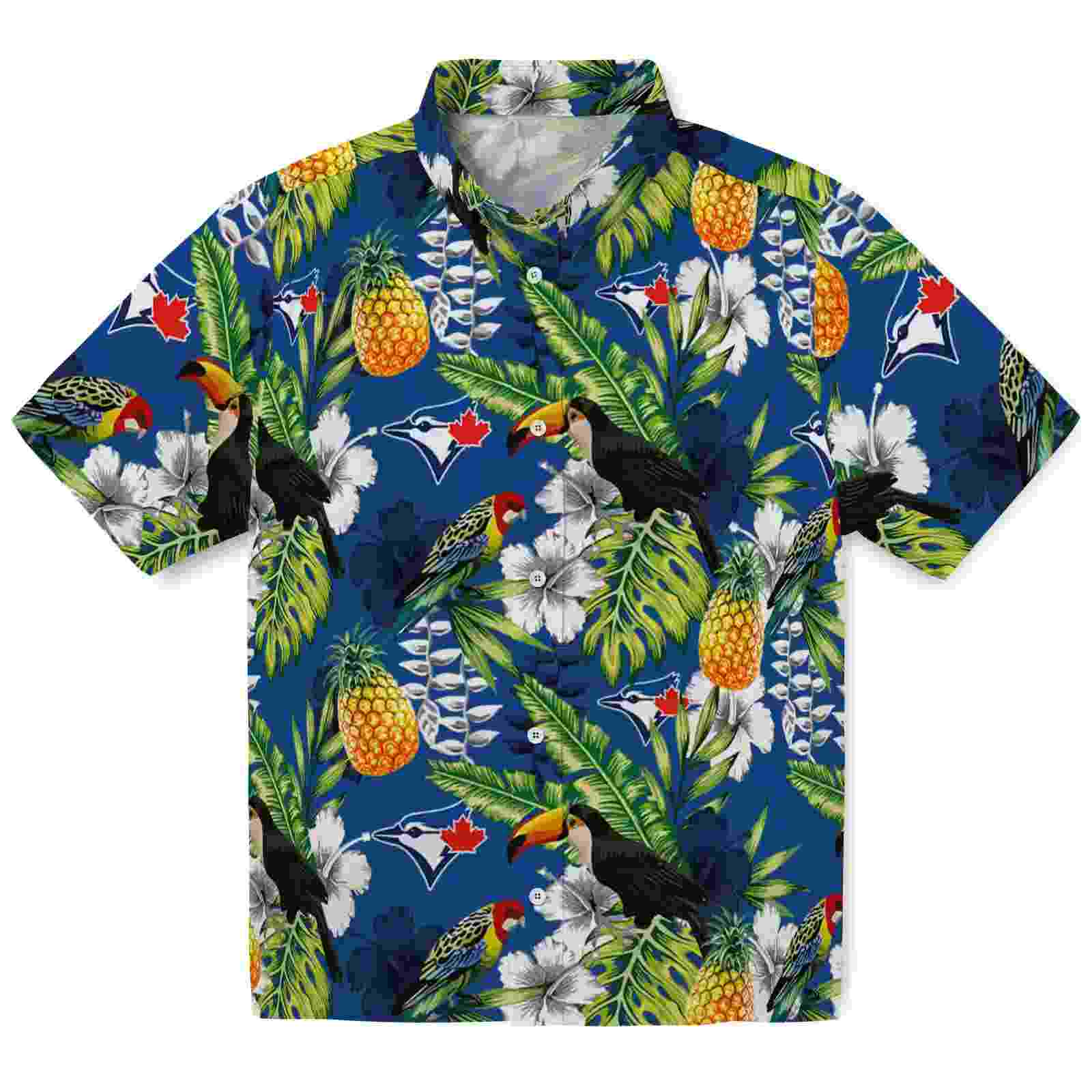 Customized Toronto Blue Jays Tropical Toucan Blue Green Hawaiian Shirt