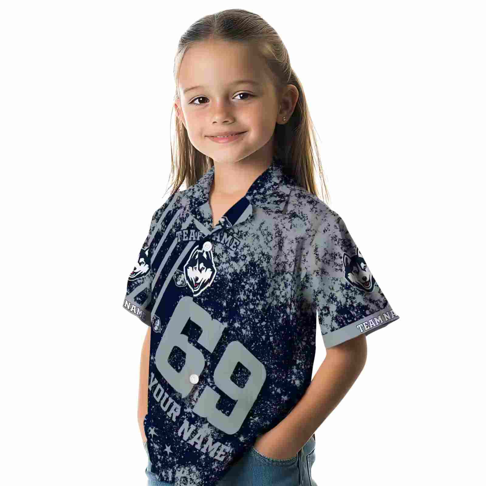 customized uconn huskies star stripes blue hawaiian shirt premium grade