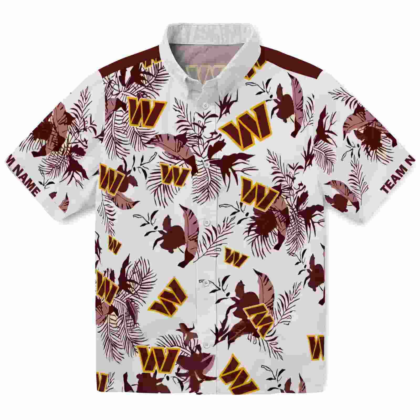 Customized Washington Commanders Botanical Theme Burgundy White Hawaiian Shirt