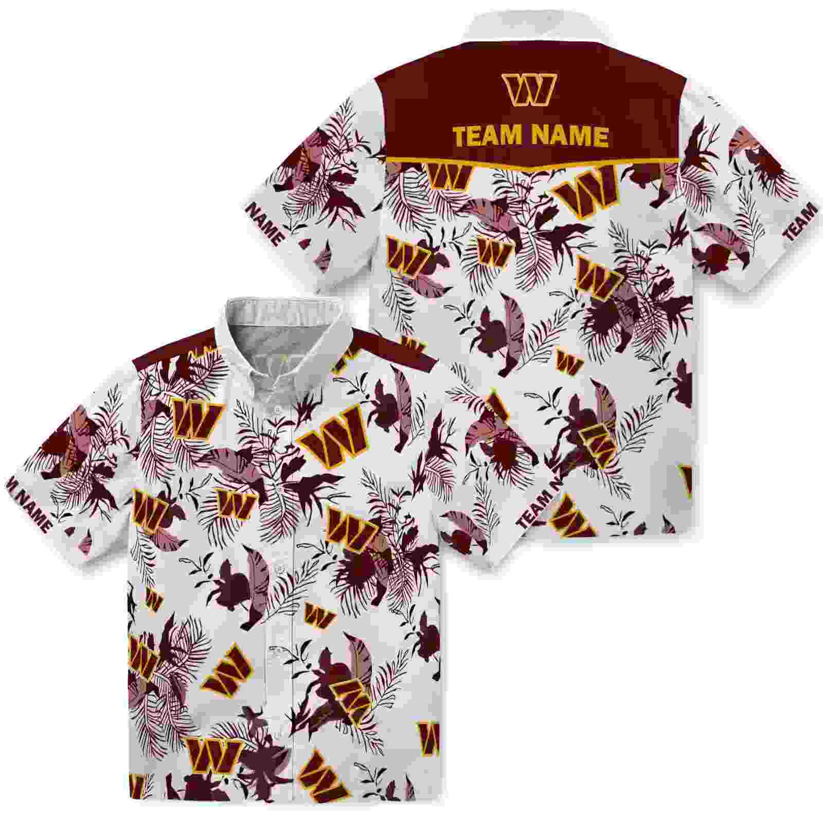 customized washington commanders botanical theme burgundy white hawaiian shirt high quality