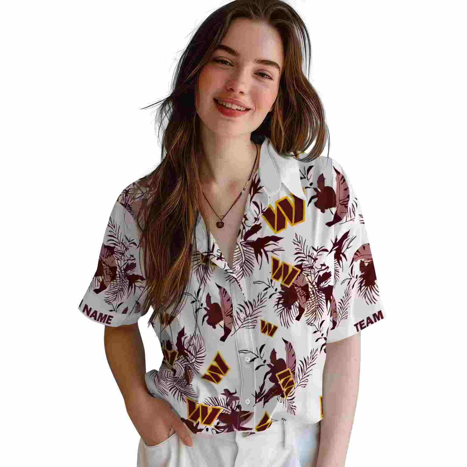 customized washington commanders botanical theme burgundy white hawaiian shirt latest model