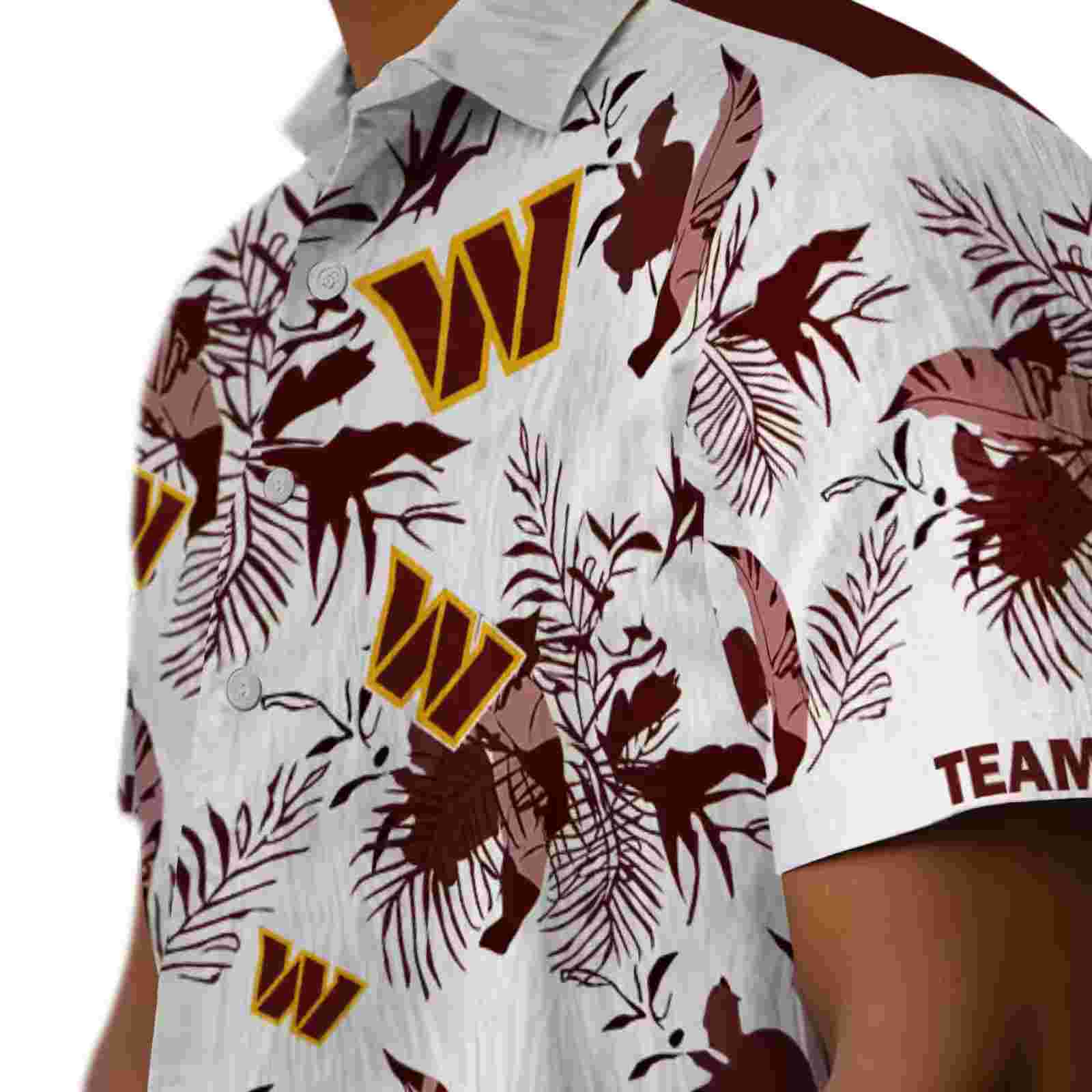 customized washington commanders botanical theme burgundy white hawaiian shirt trendy