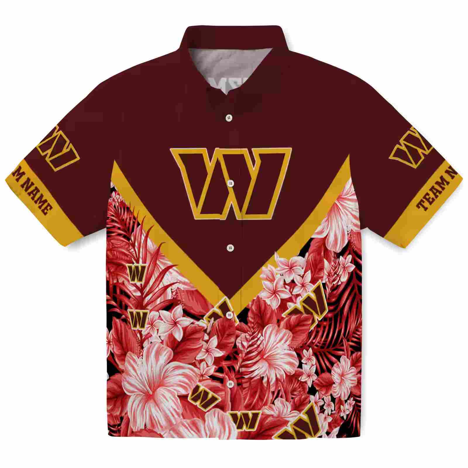 Customized Washington Commanders Floral Chevron Burgundy Hawaiian Shirt