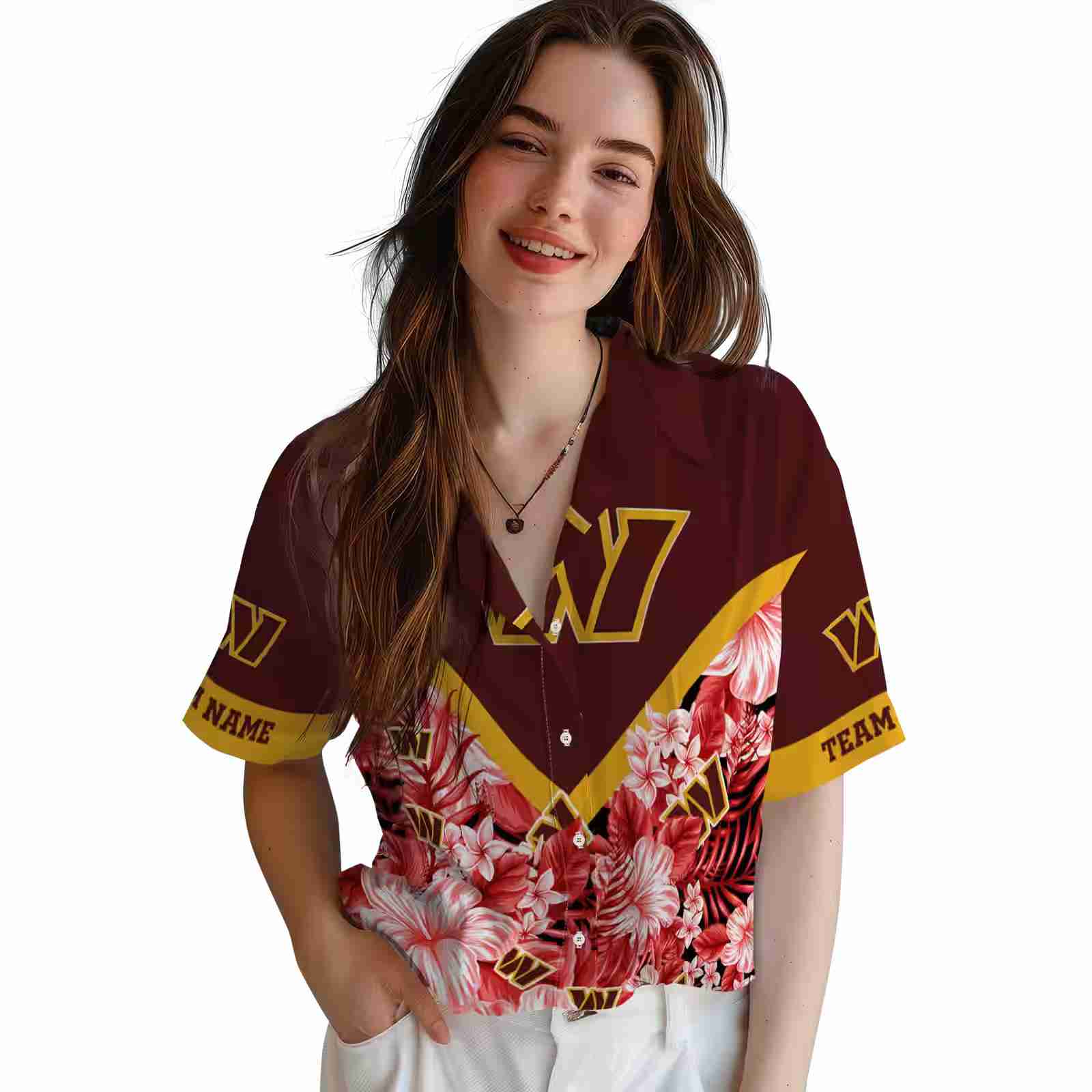 customized washington commanders floral chevron burgundy hawaiian shirt latest model