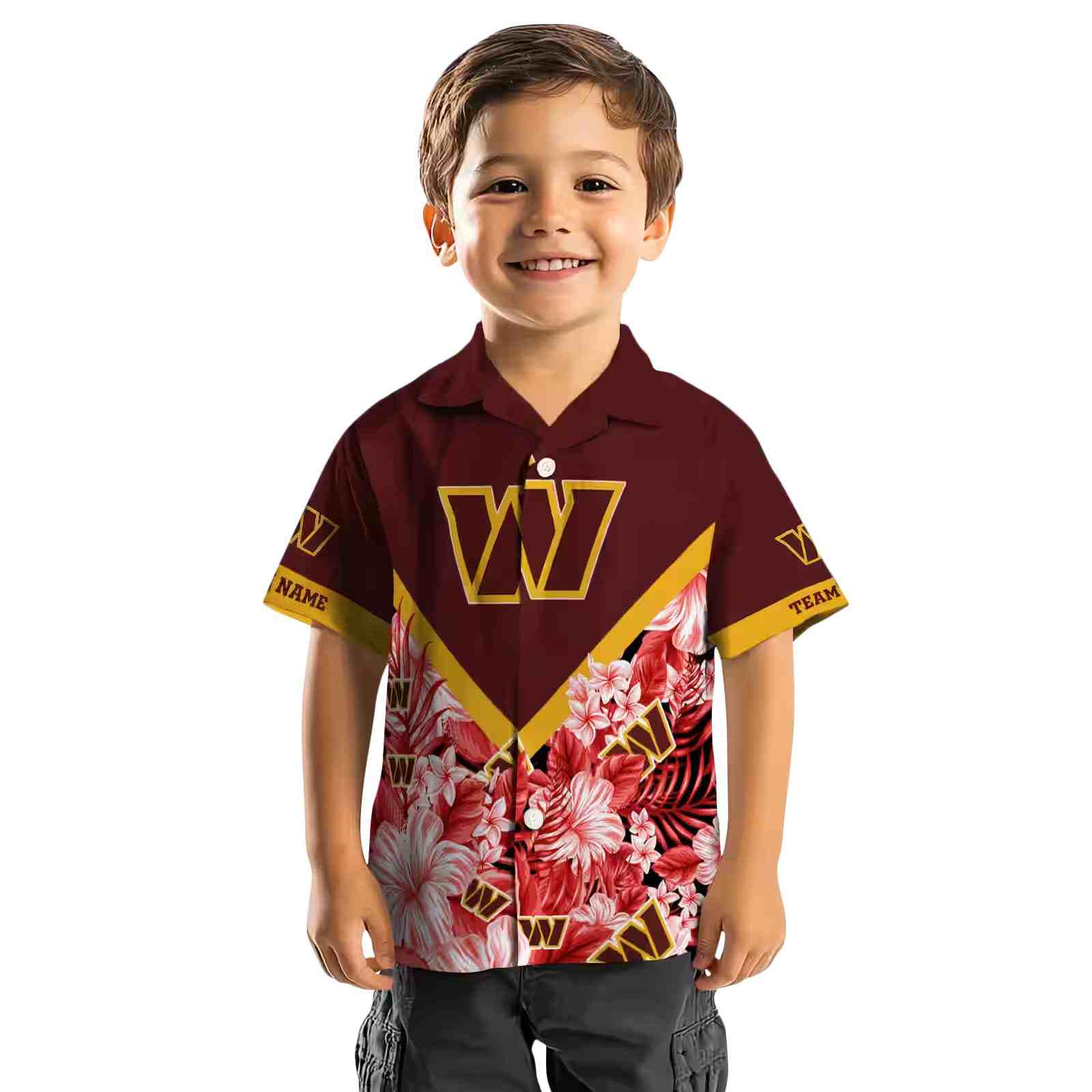 customized washington commanders floral chevron burgundy hawaiian shirt top rated