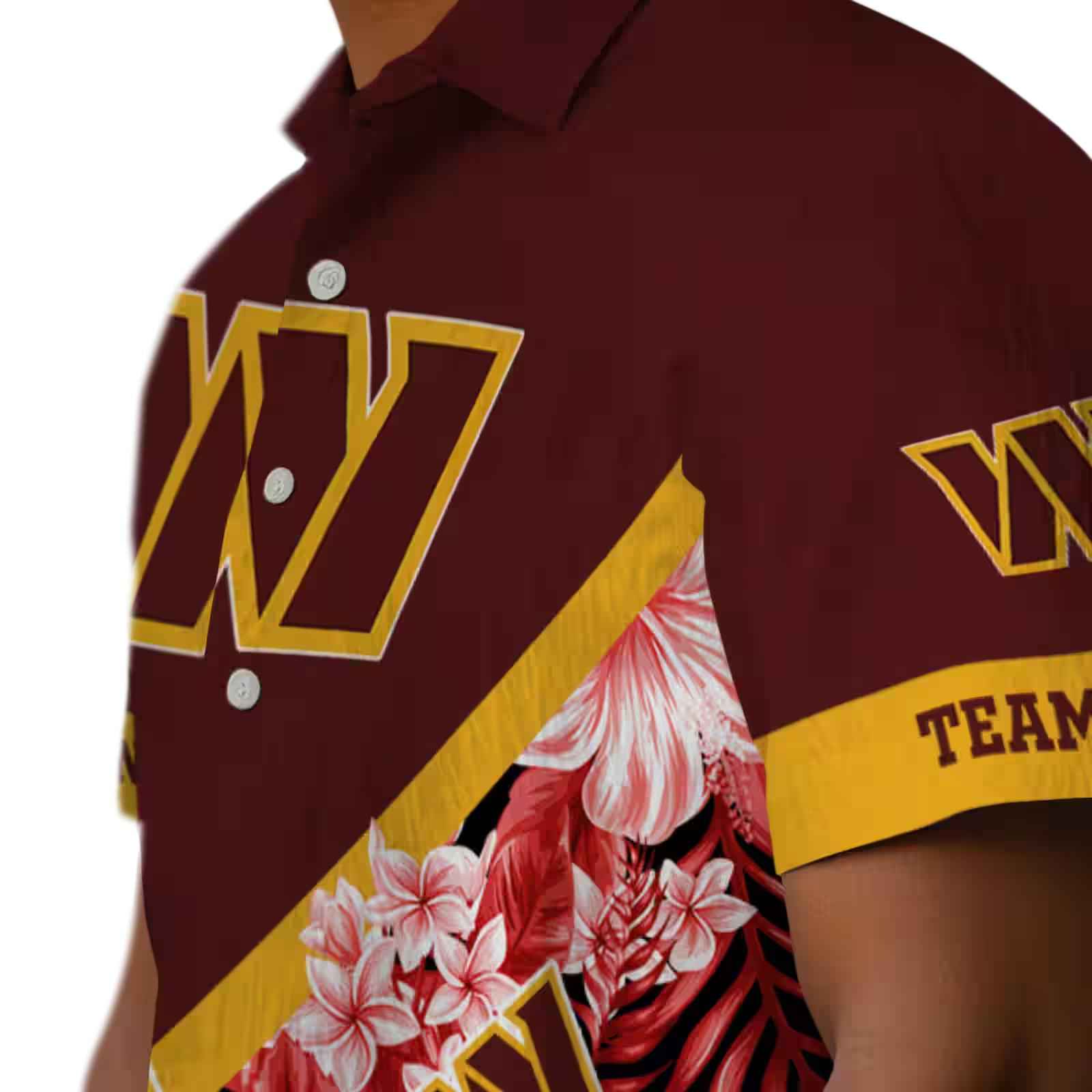 customized washington commanders floral chevron burgundy hawaiian shirt trendy