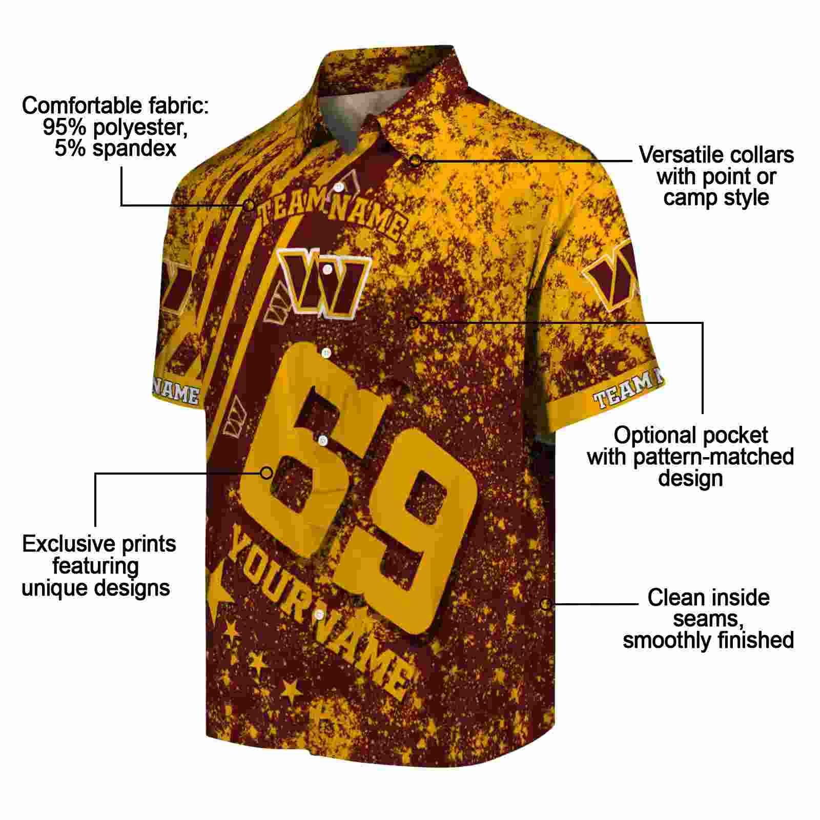 customized washington commanders star stripes burgundy hawaiian shirt new arrival