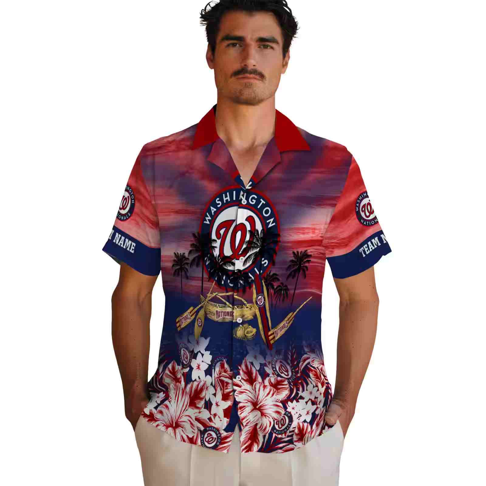 customized washington nationals tropical canoe red hawaiian shirt fashion forward