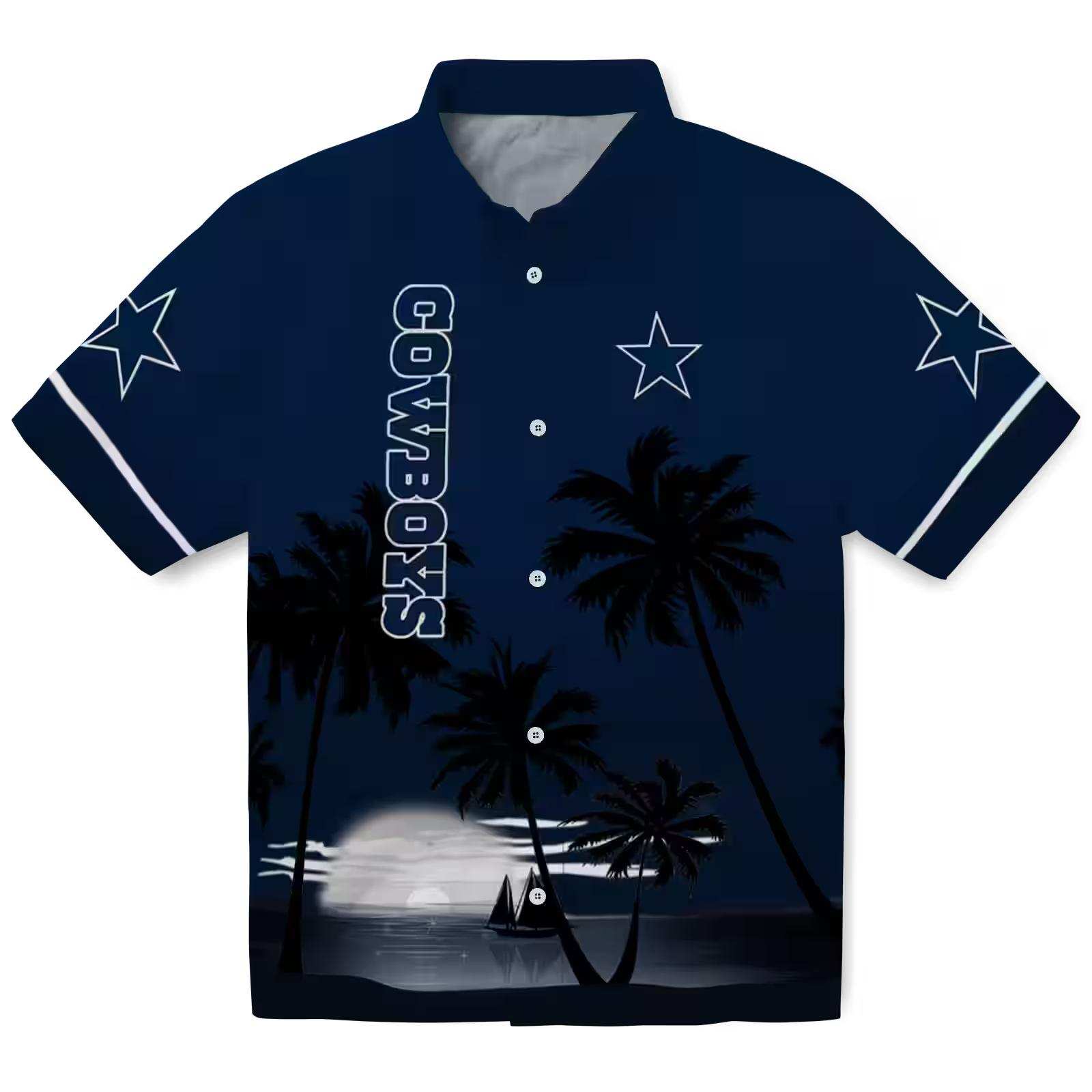 Dallas Cowboys Beach Sunset Blue Black Hawaiian Shirt