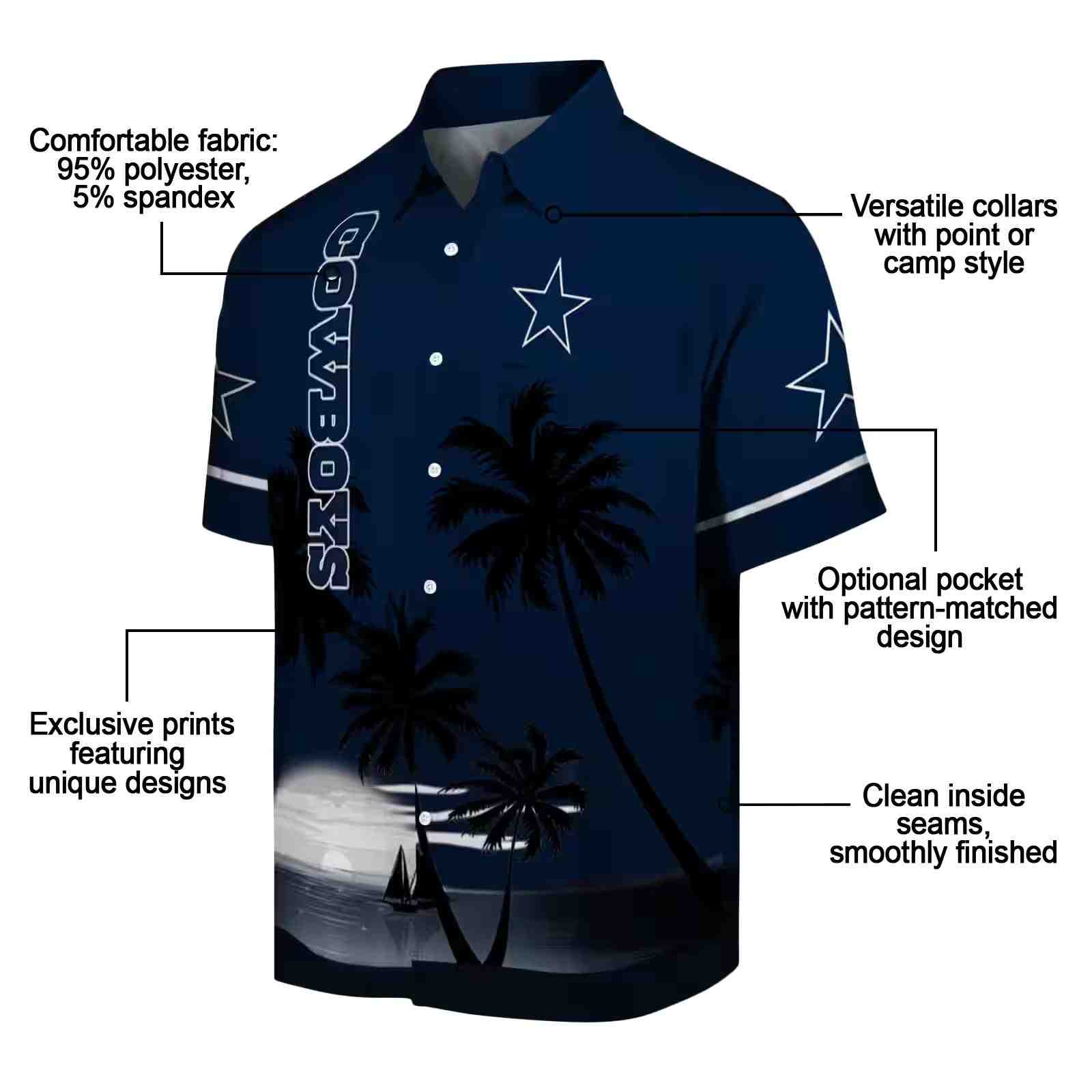 dallas cowboys beach sunset blue black hawaiian shirt new arrival