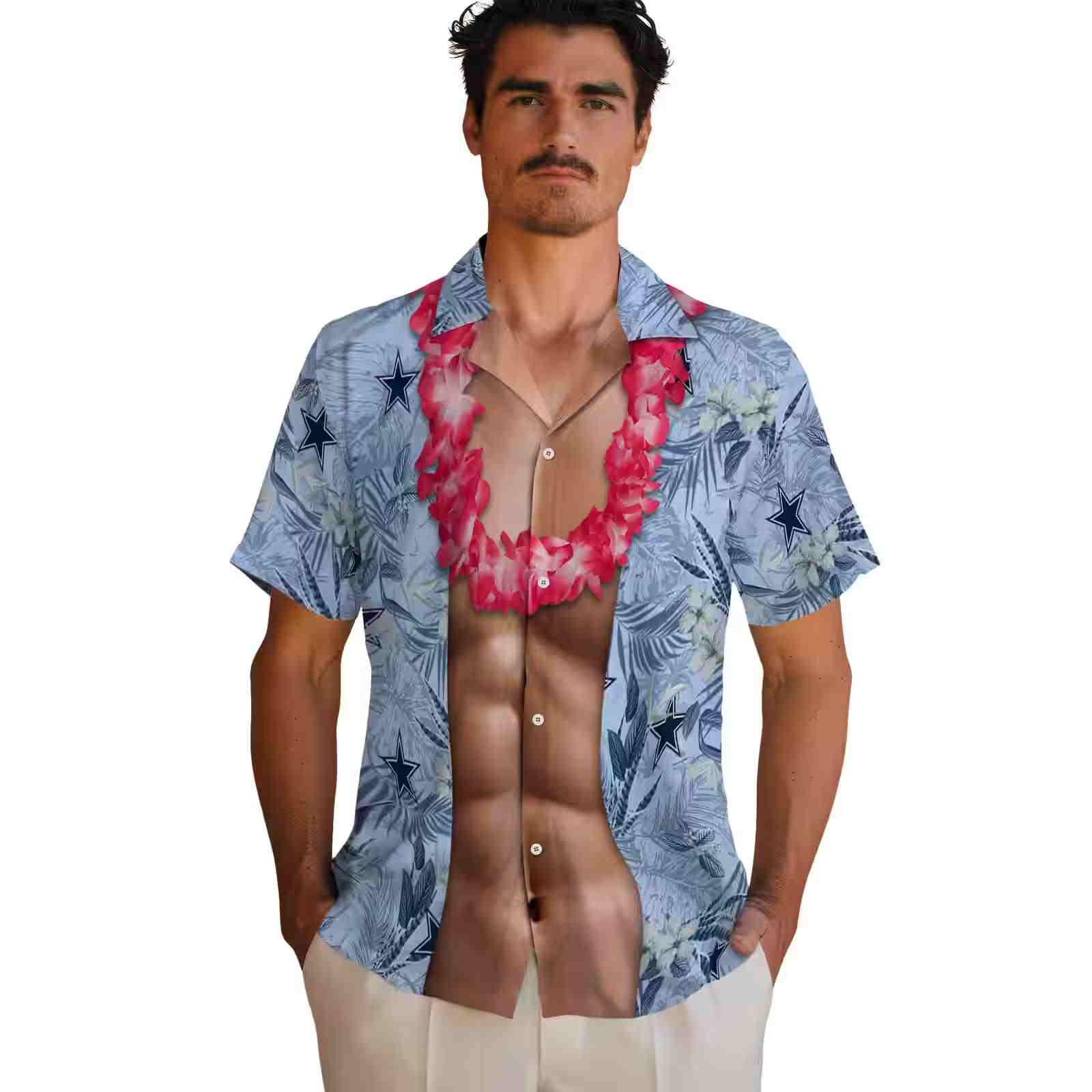 dallas cowboys chest illusion blue hawaiian shirt fashion forward