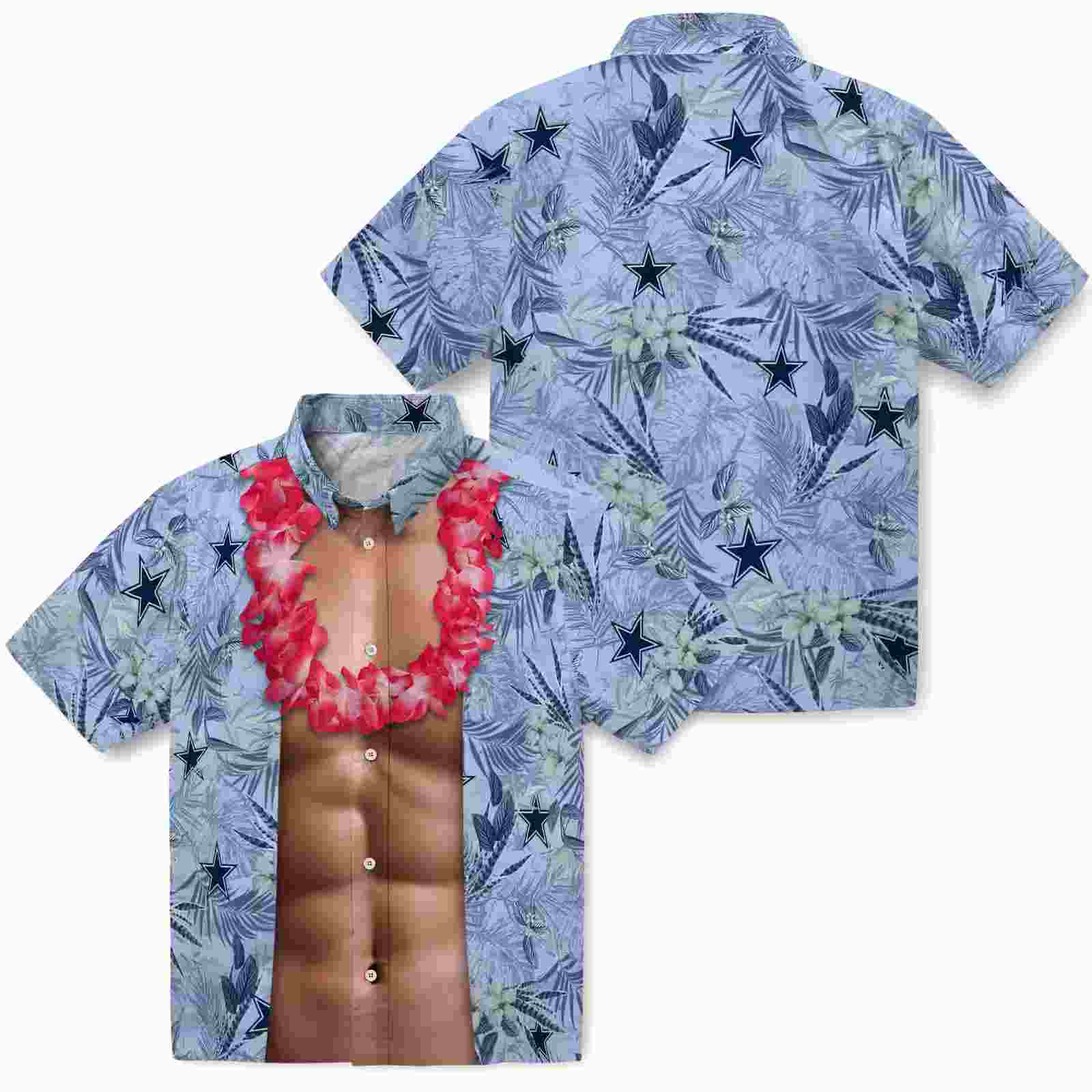 dallas cowboys chest illusion blue hawaiian shirt high quality