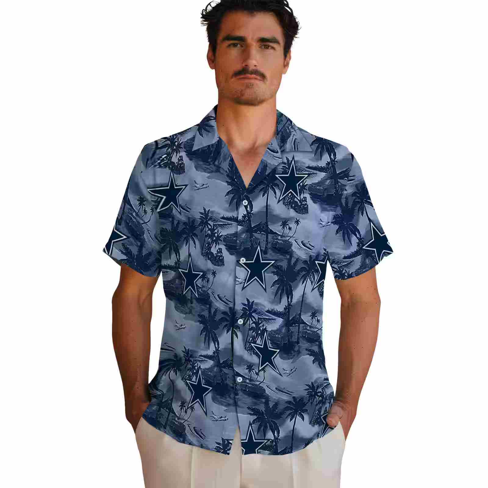 dallas cowboys coastal palms blue hawaiian shirt fashion forward