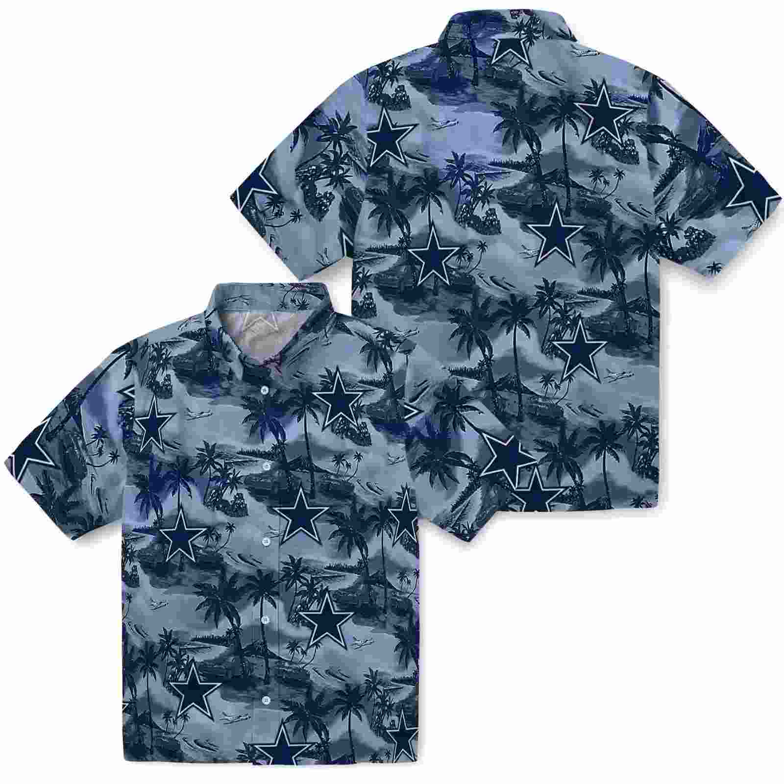 dallas cowboys coastal palms blue hawaiian shirt high quality