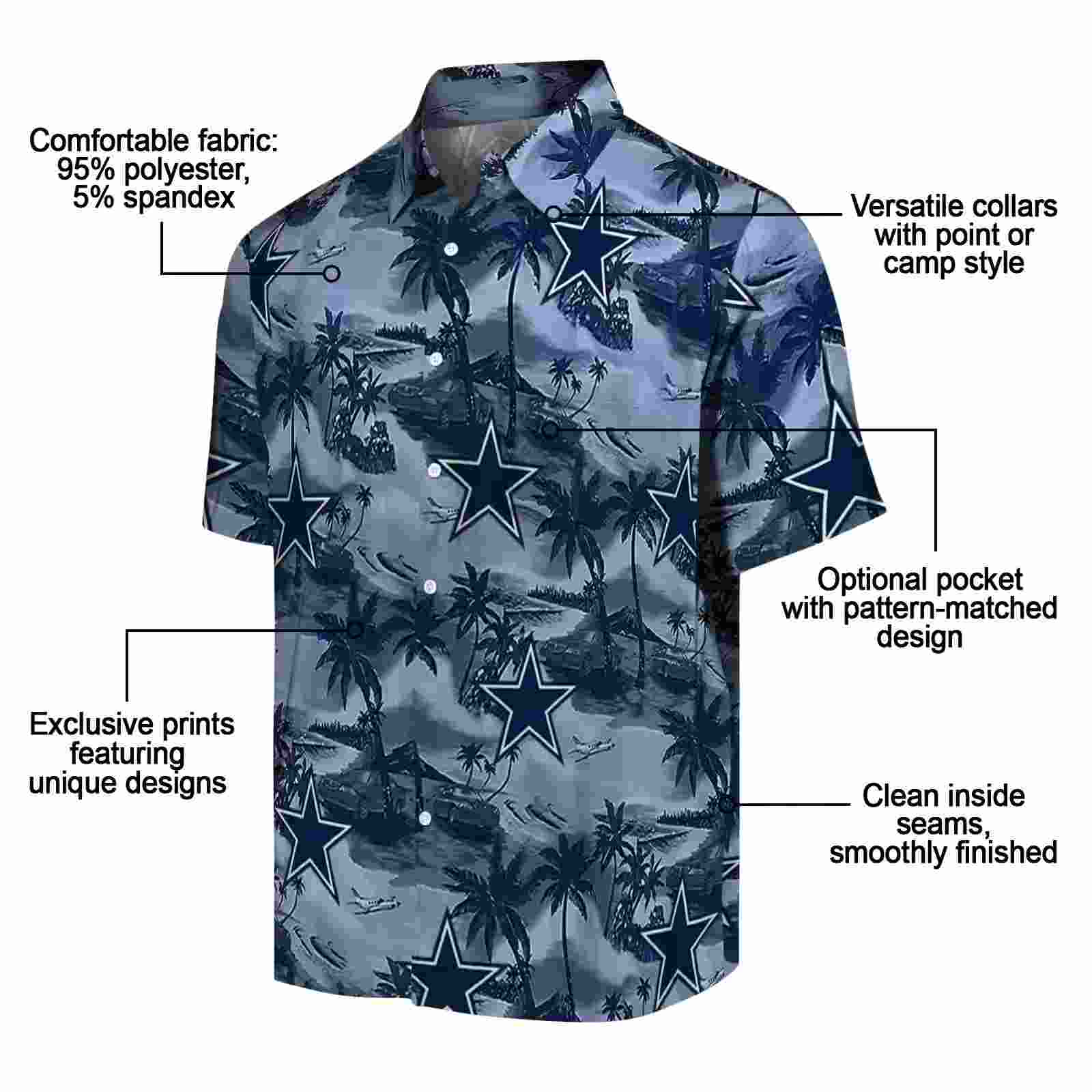 dallas cowboys coastal palms blue hawaiian shirt new arrival