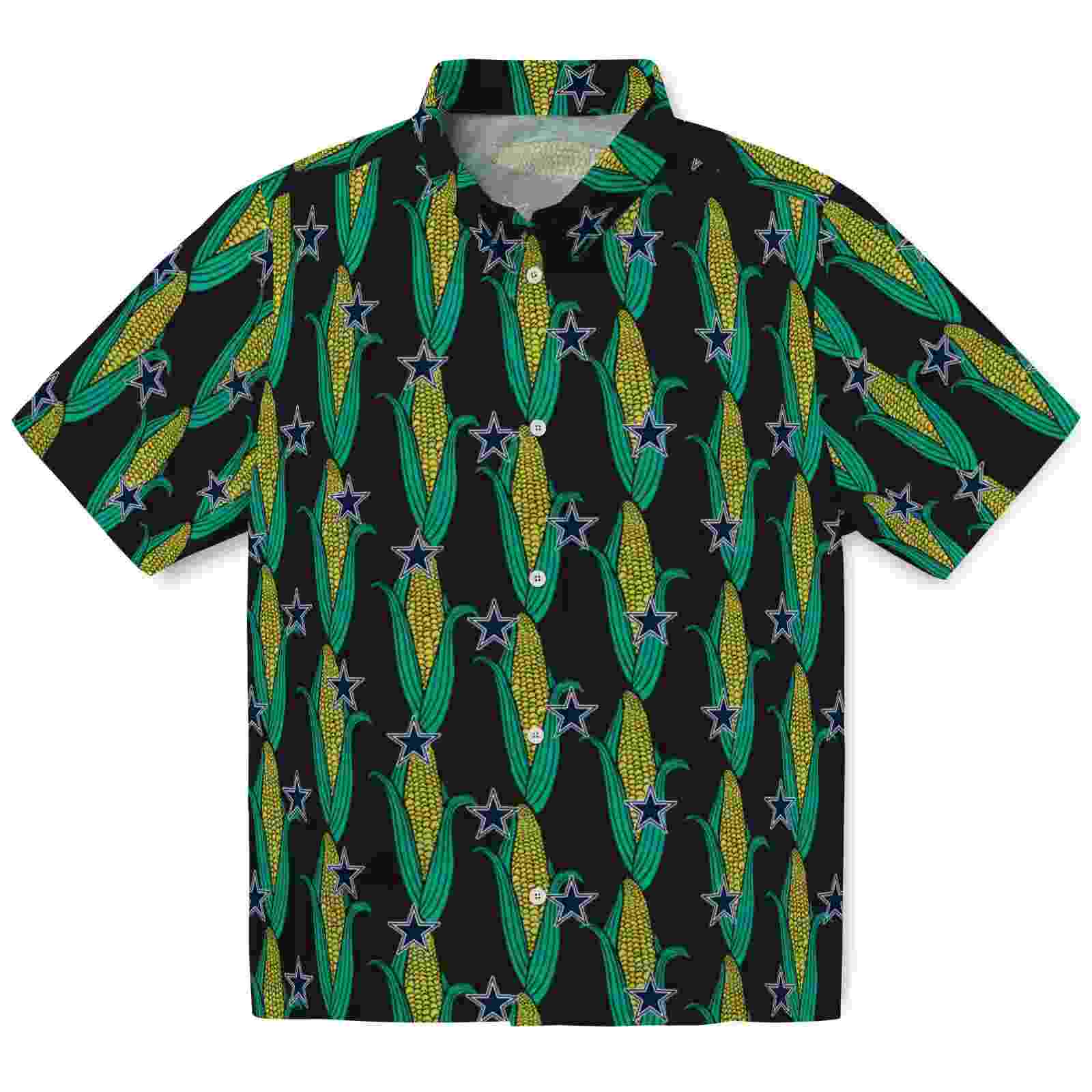 Dallas Cowboys Corn Motifs Black Green Hawaiian Shirt