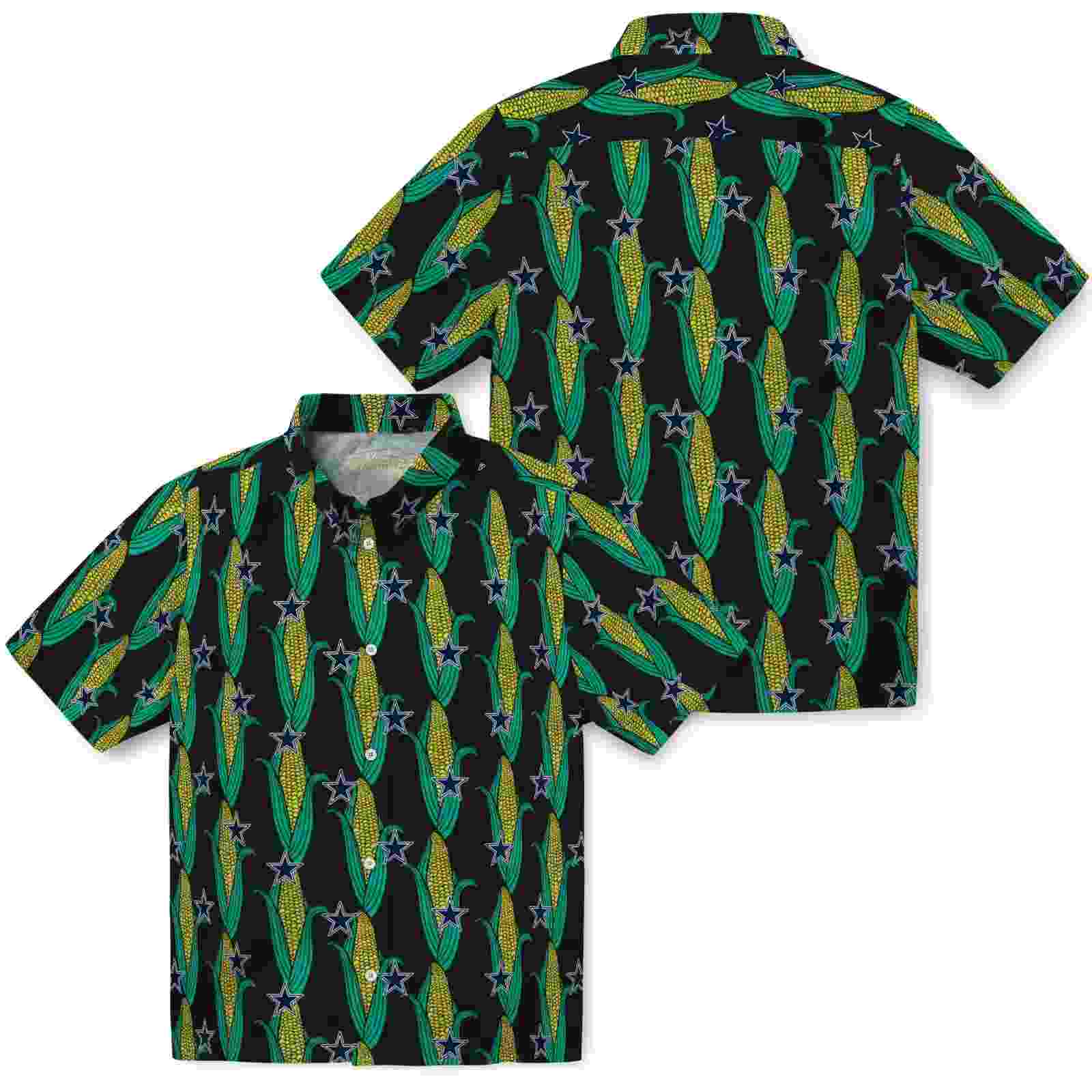 dallas cowboys corn motifs black green hawaiian shirt high quality