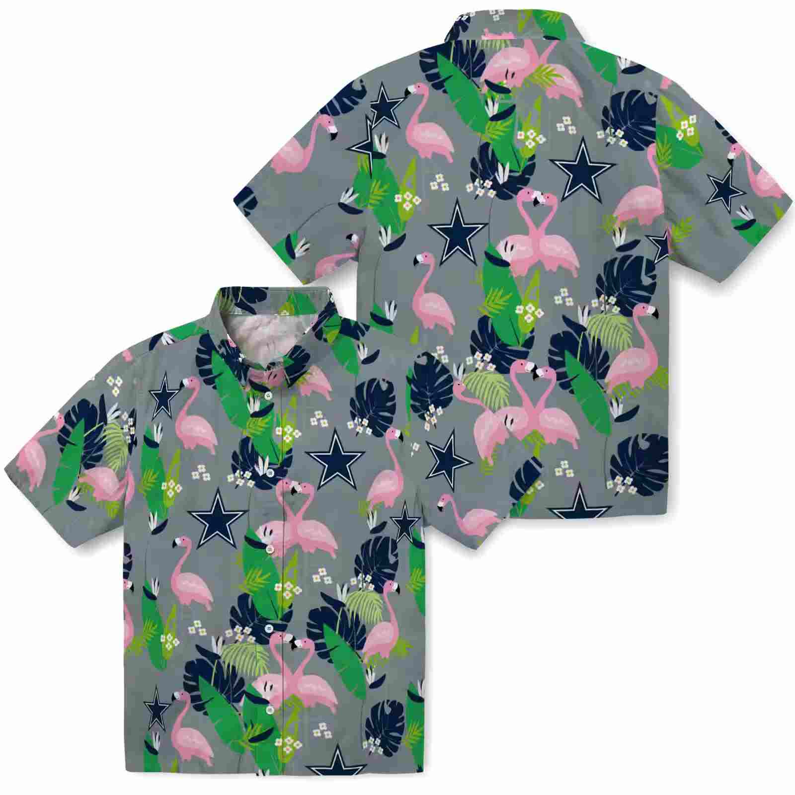 dallas cowboys flamingo foliage blue green hawaiian shirt high quality