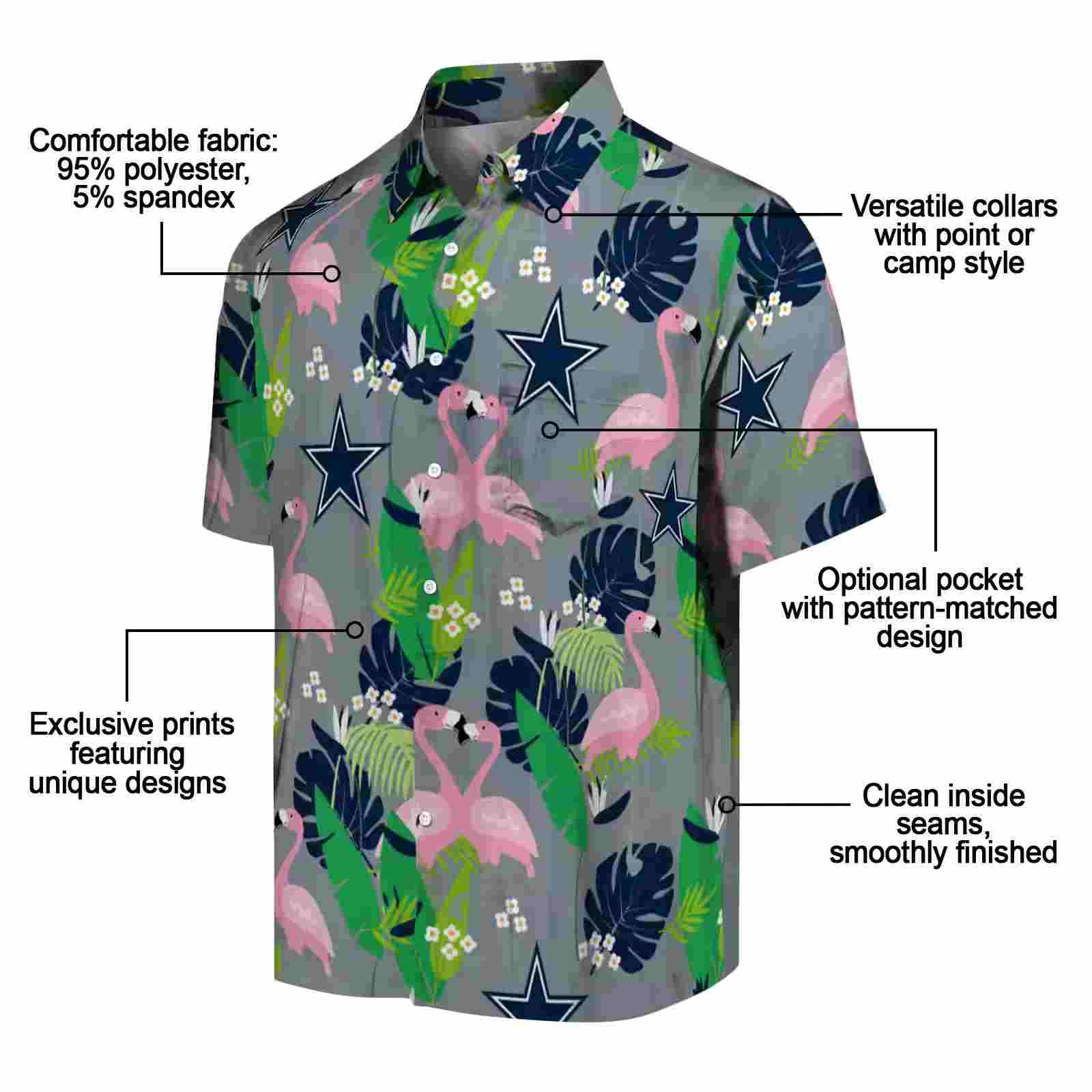 dallas cowboys flamingo foliage blue green hawaiian shirt new arrival