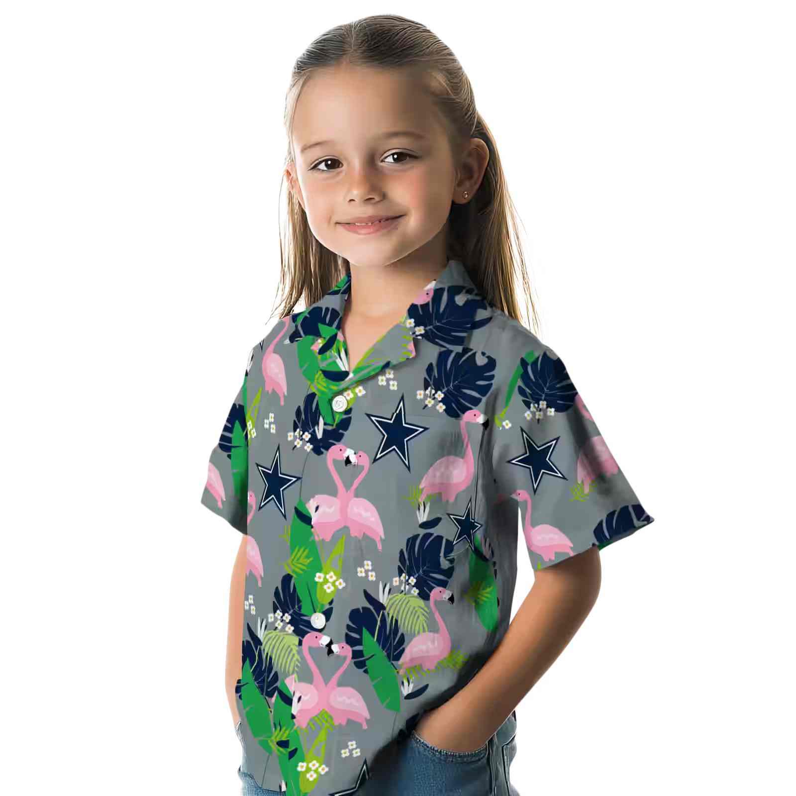 dallas cowboys flamingo foliage blue green hawaiian shirt premium grade