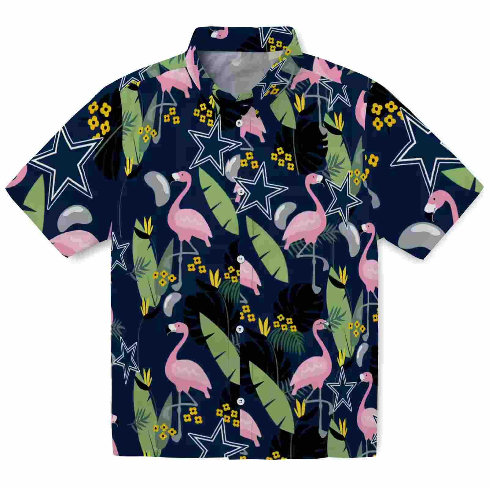 dallas cowboys flamingo leaves blue hawaiian shirt best selling