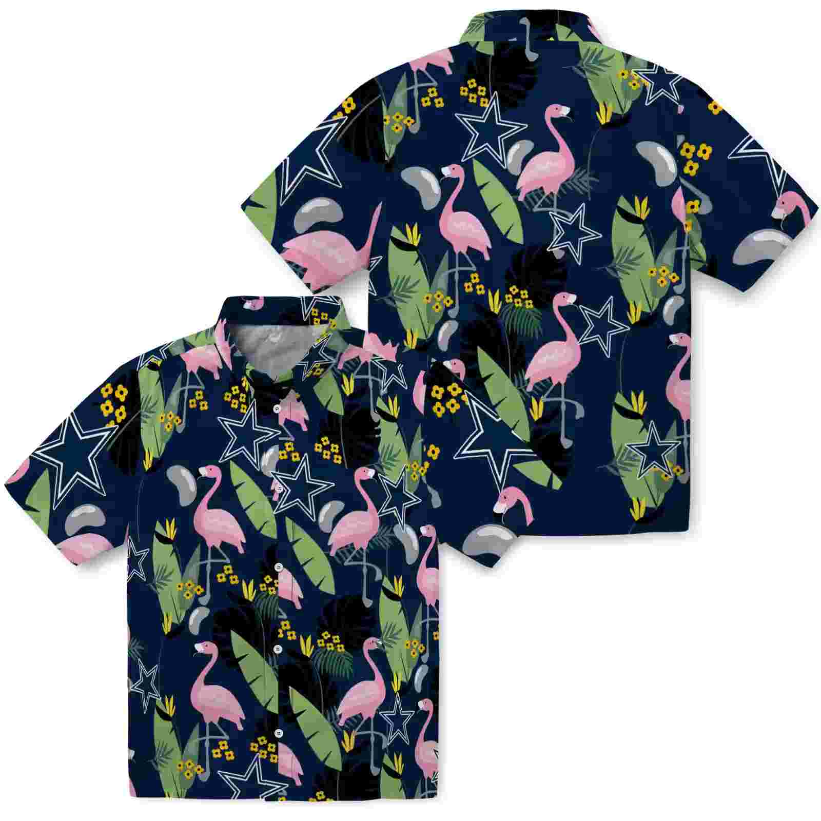 dallas cowboys flamingo leaves blue hawaiian shirt high quality