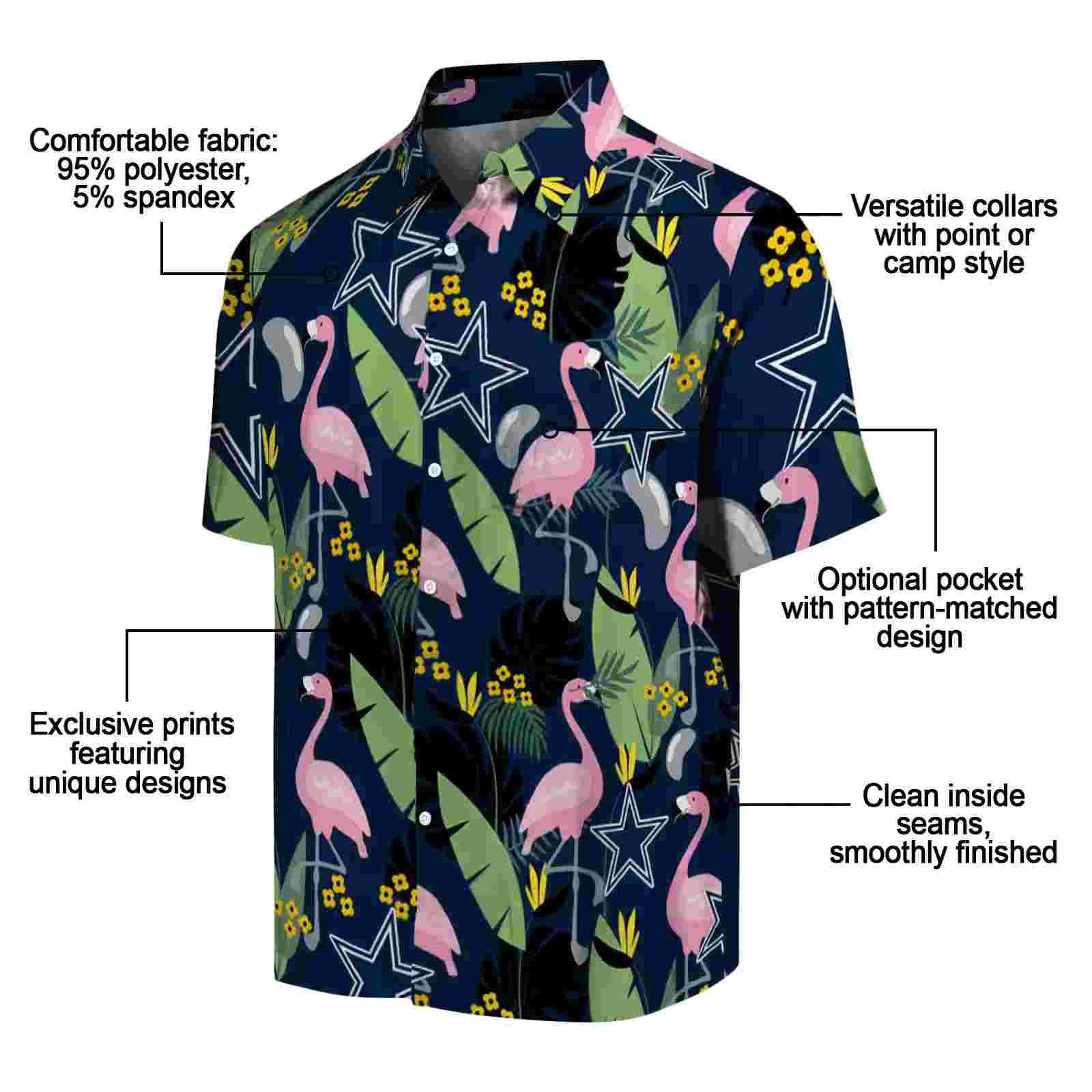 dallas cowboys flamingo leaves blue hawaiian shirt new arrival