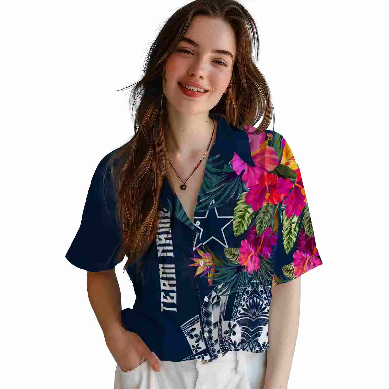 dallas cowboys floral polynesian blue hawaiian shirt latest model