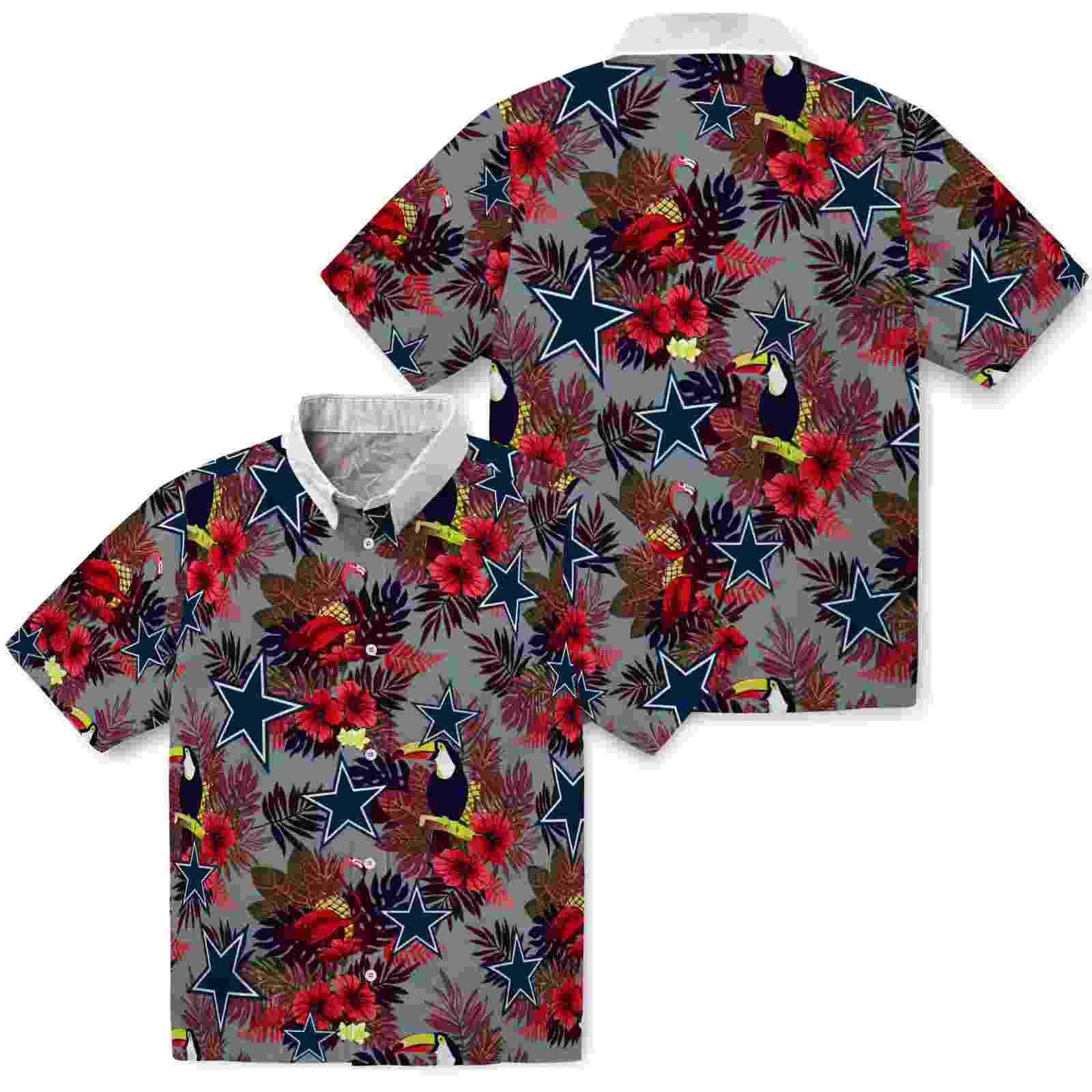 dallas cowboys floral toucan blue red hawaiian shirt high quality