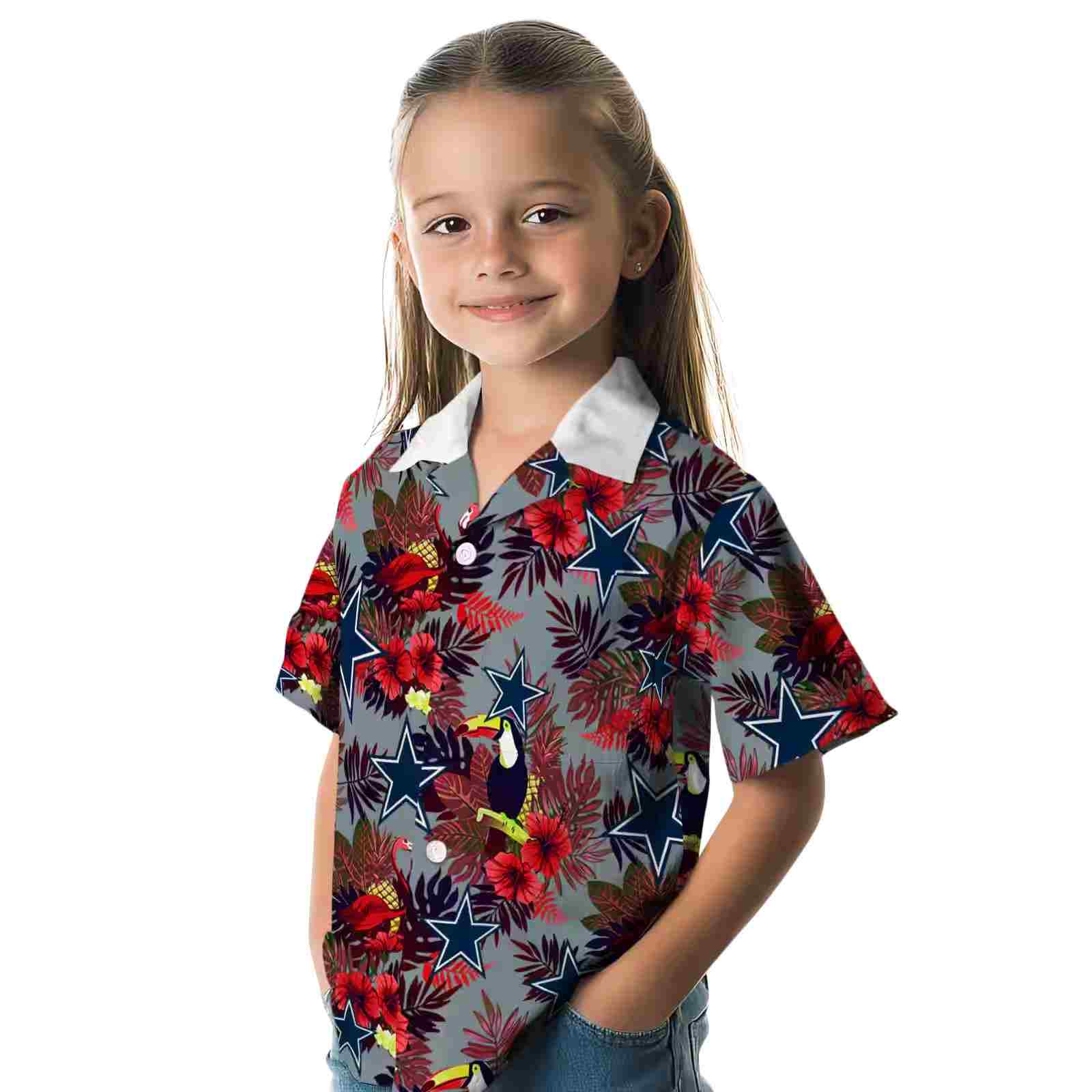 dallas cowboys floral toucan blue red hawaiian shirt premium grade