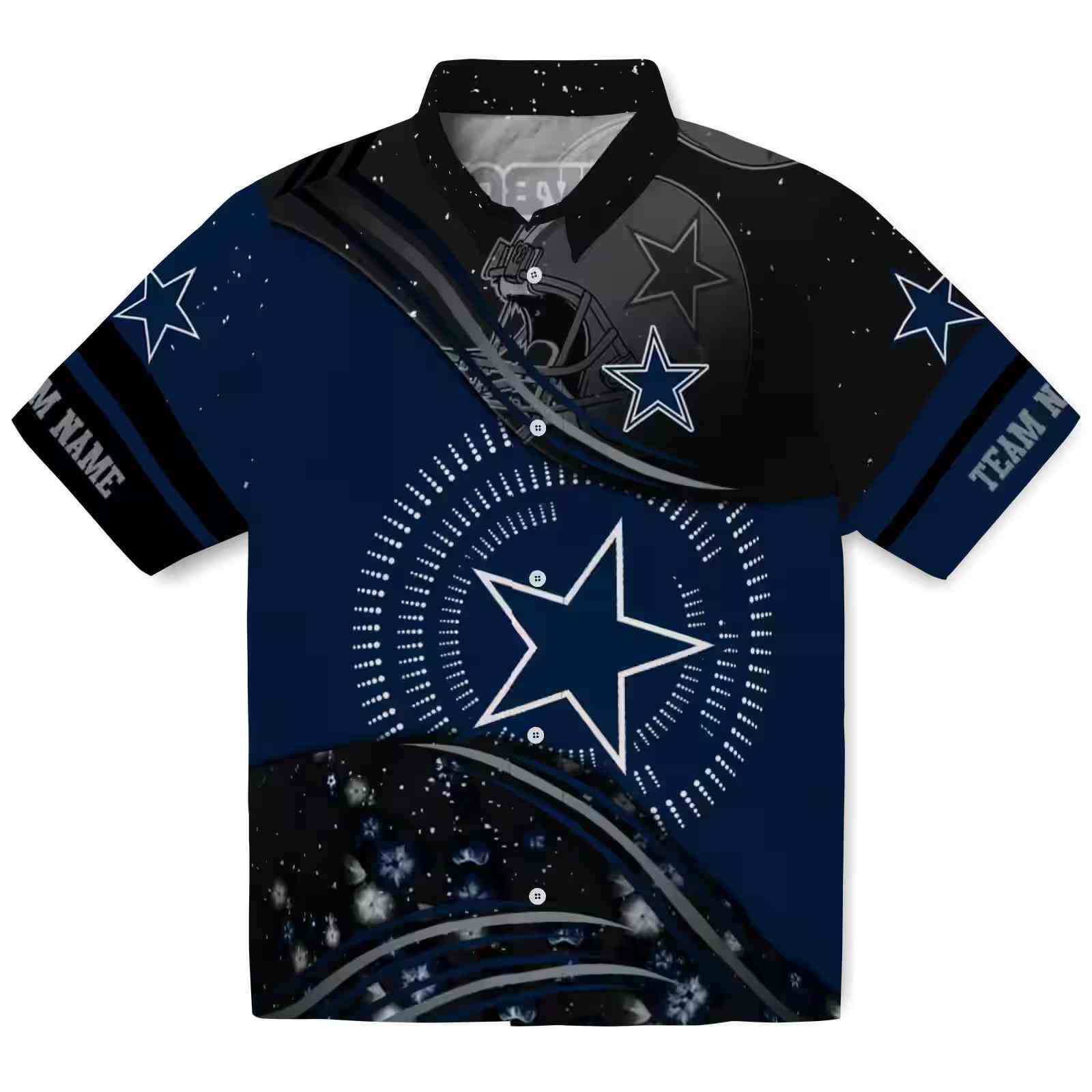 Dallas Cowboys Football Wave Blue Black Hawaiian Shirt