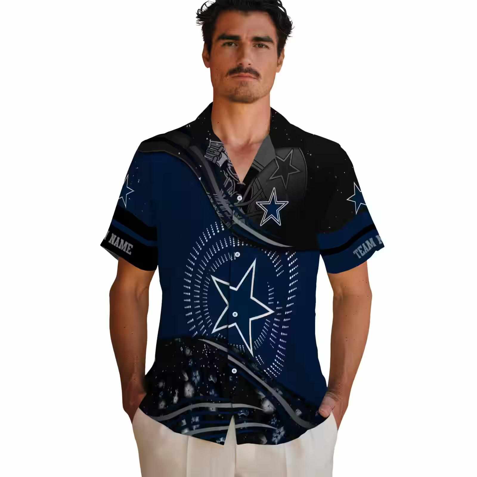 dallas cowboys football wave blue black hawaiian shirt fashion forward